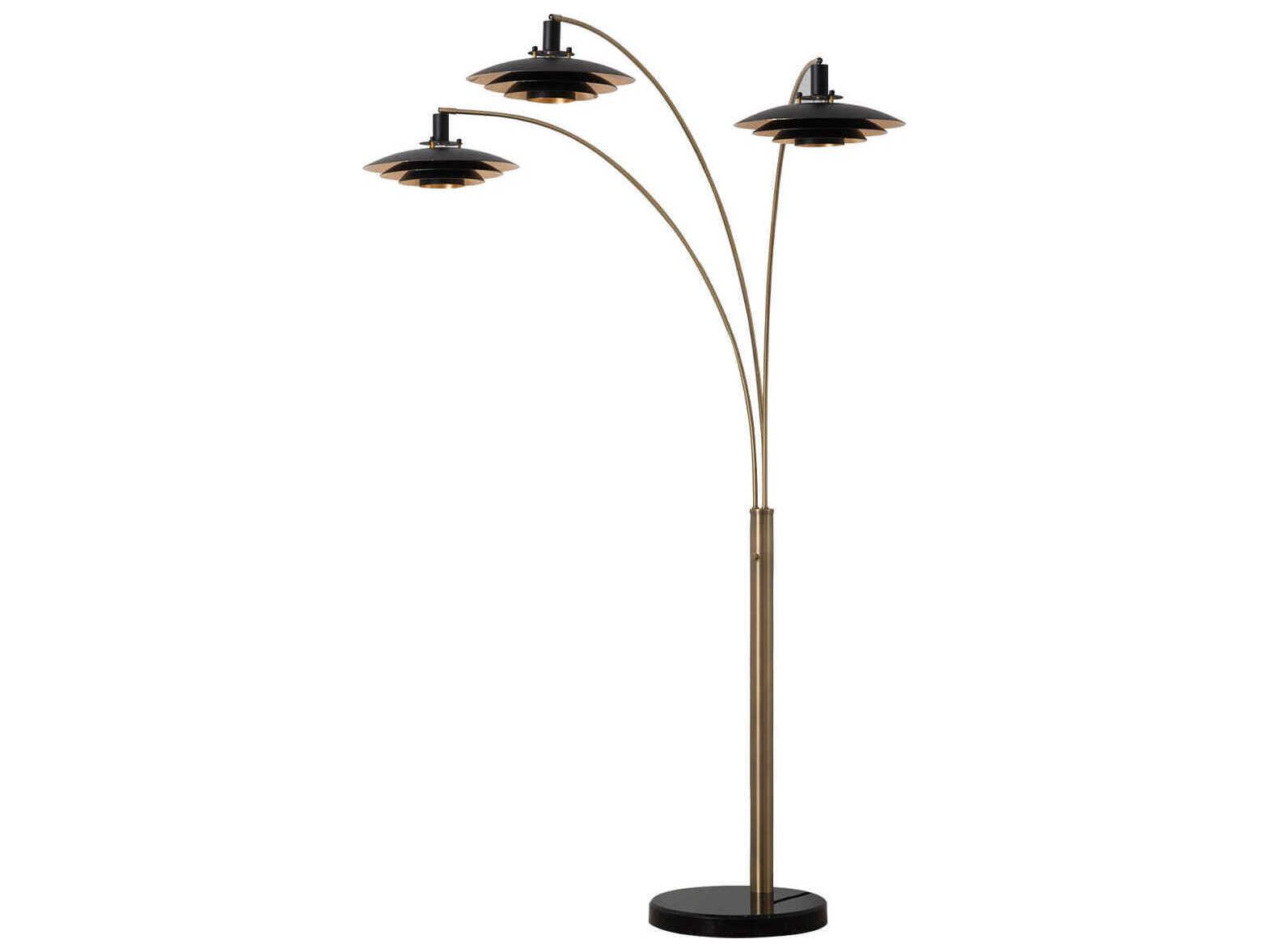 Nova Rancho Mirage Weathered Brass Matte Black Floor Lamp