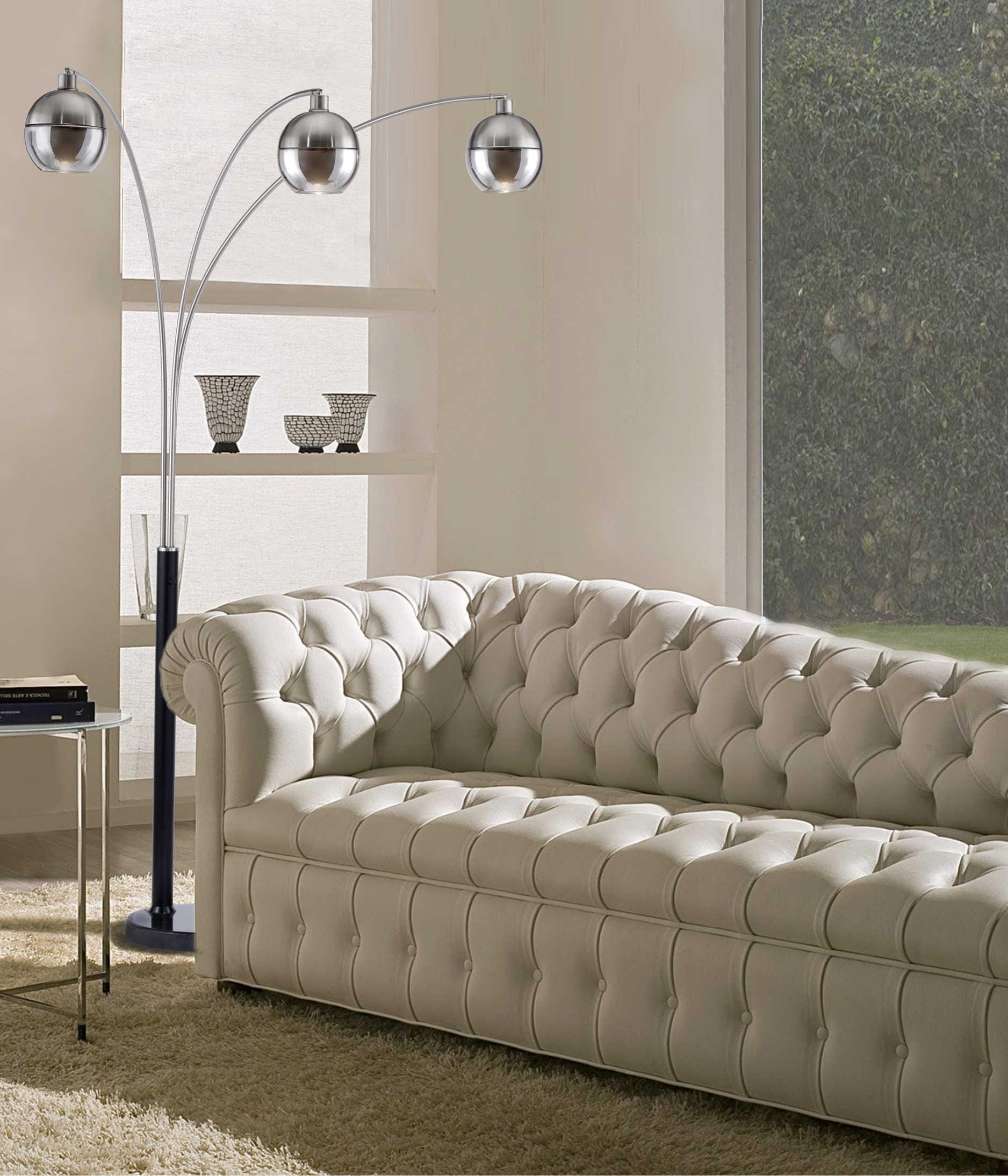 Nova Orson Brushed Nickel Black Floor Lamp