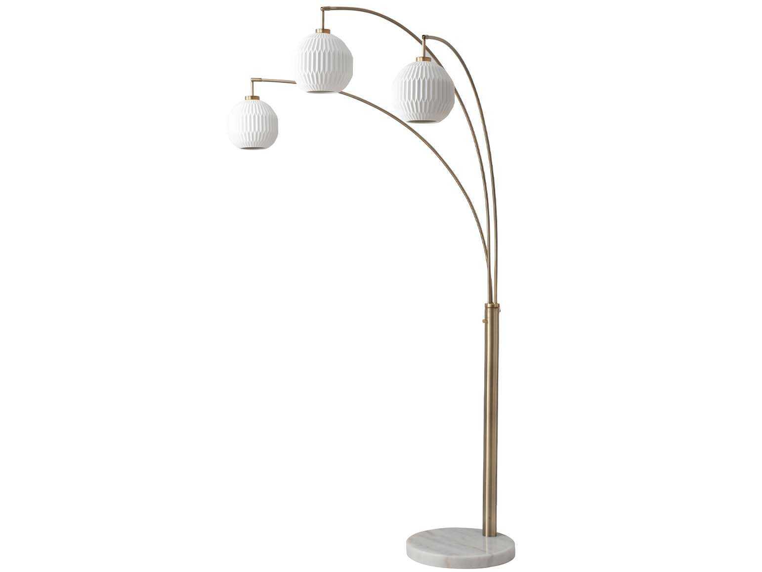 Nova Bone Porcelain Moraga Weathered Brass White Floor Lamp