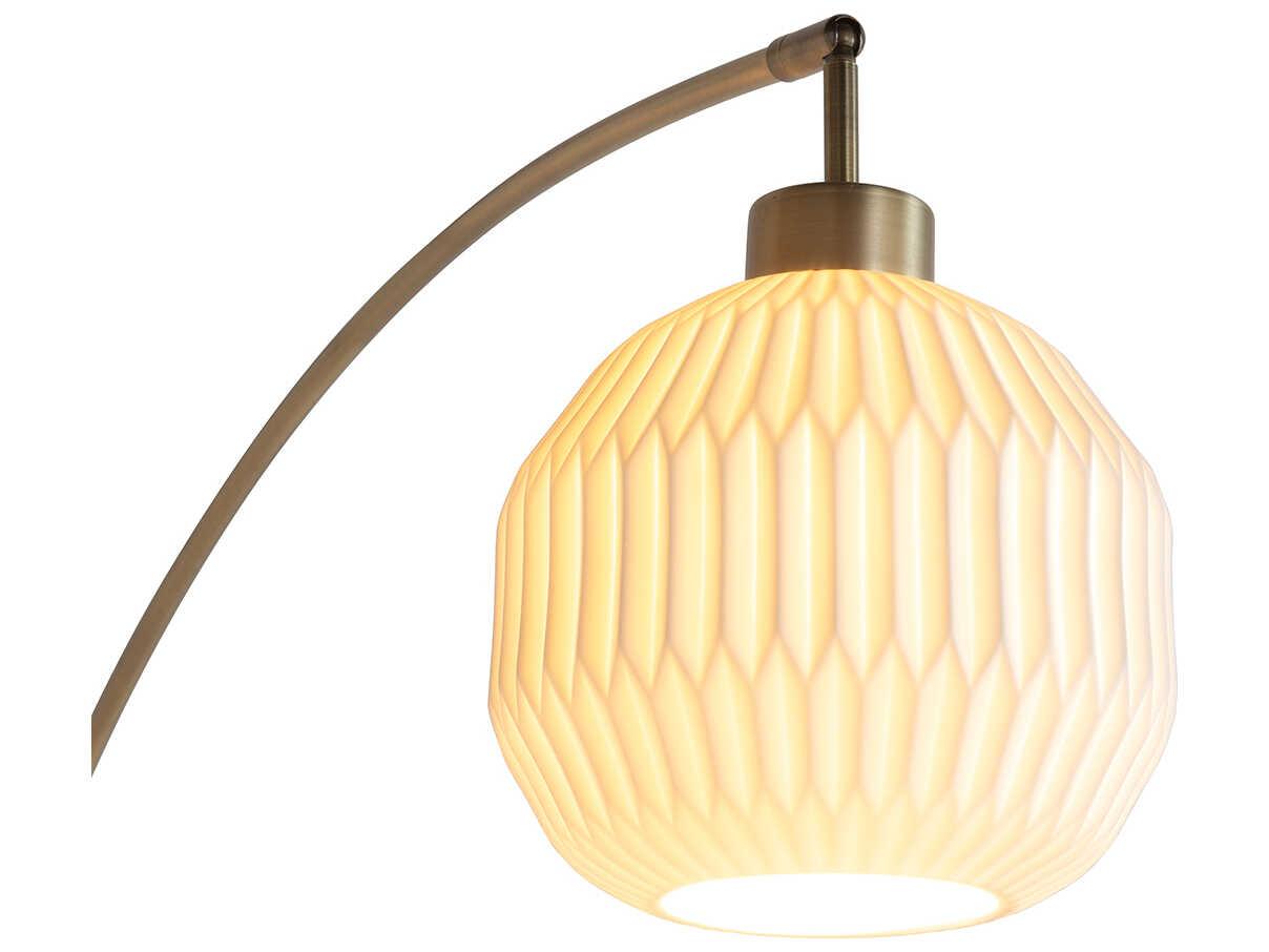 Nova Bone Porcelain Moraga Weathered Brass White Floor Lamp