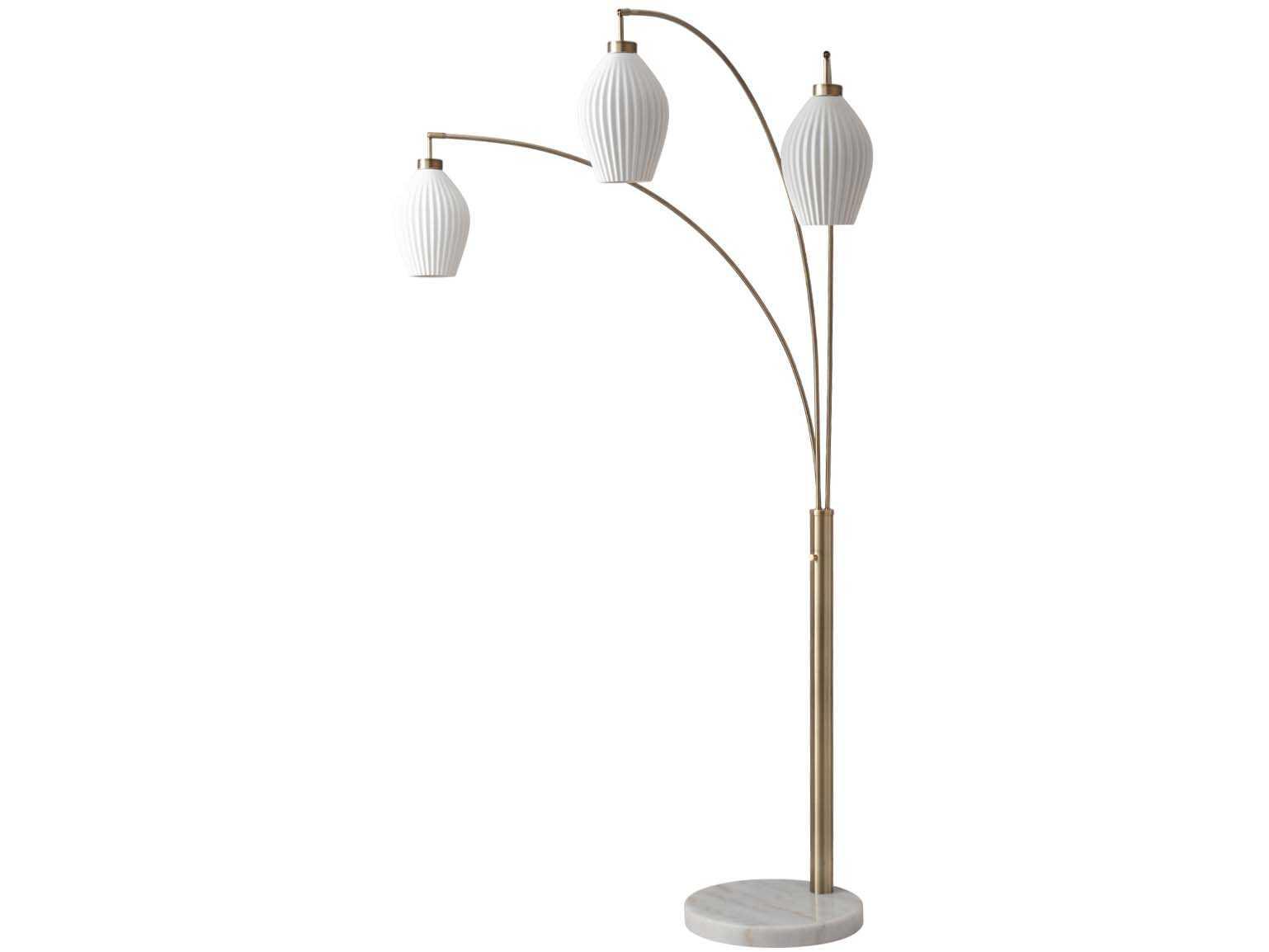 Nova Bone Porcelain Santa Clara Weathered Brass Walnut White Floor Lamp