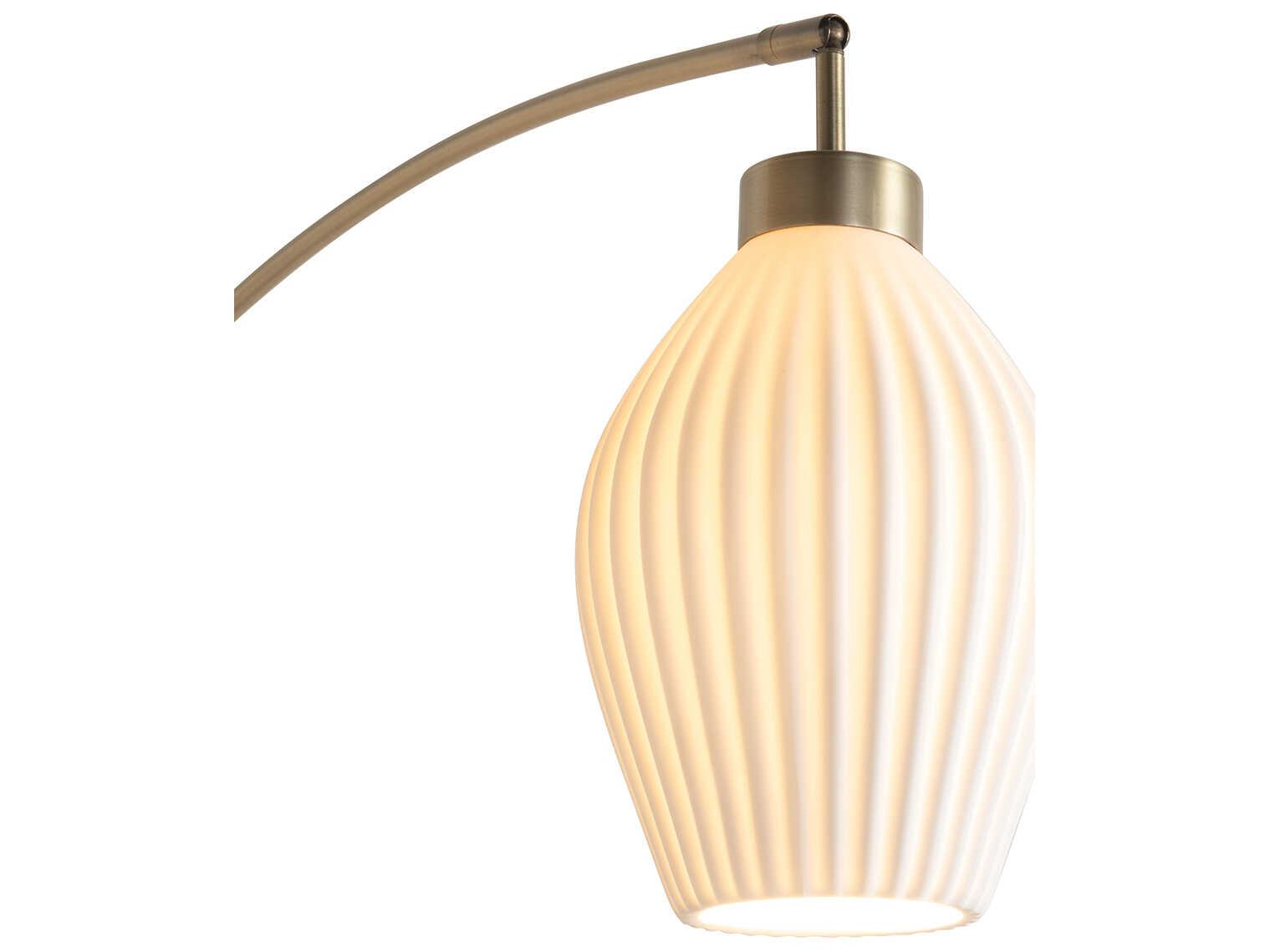 Nova Bone Porcelain Santa Clara Weathered Brass Walnut White Floor Lamp