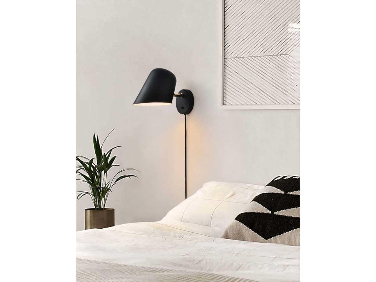 Nova Culver 1-Light Brushed Brass Black Wall Sconce