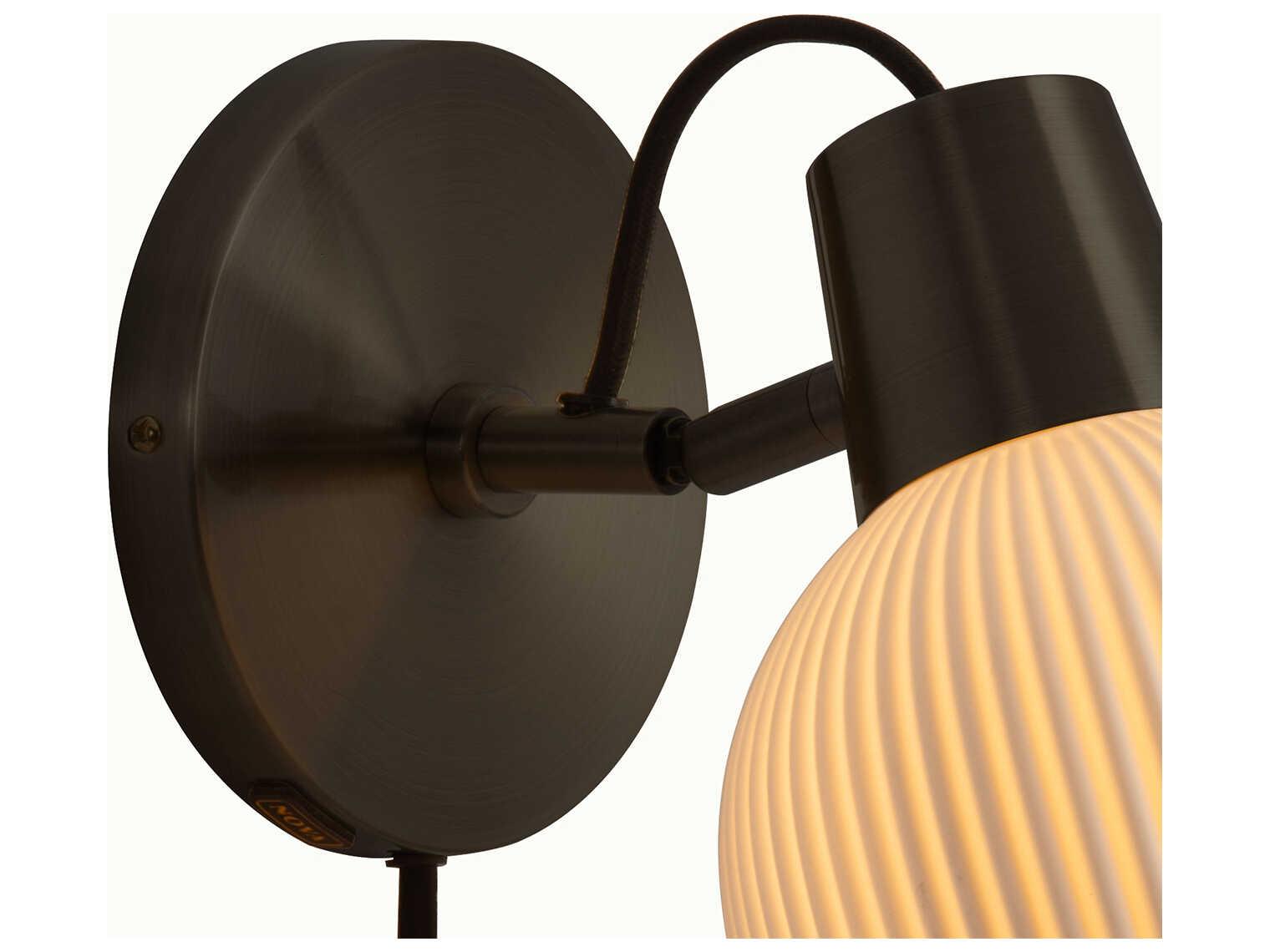Nova Bone Porcelain Petaluma 1-Light Matte Black Wall Sconce