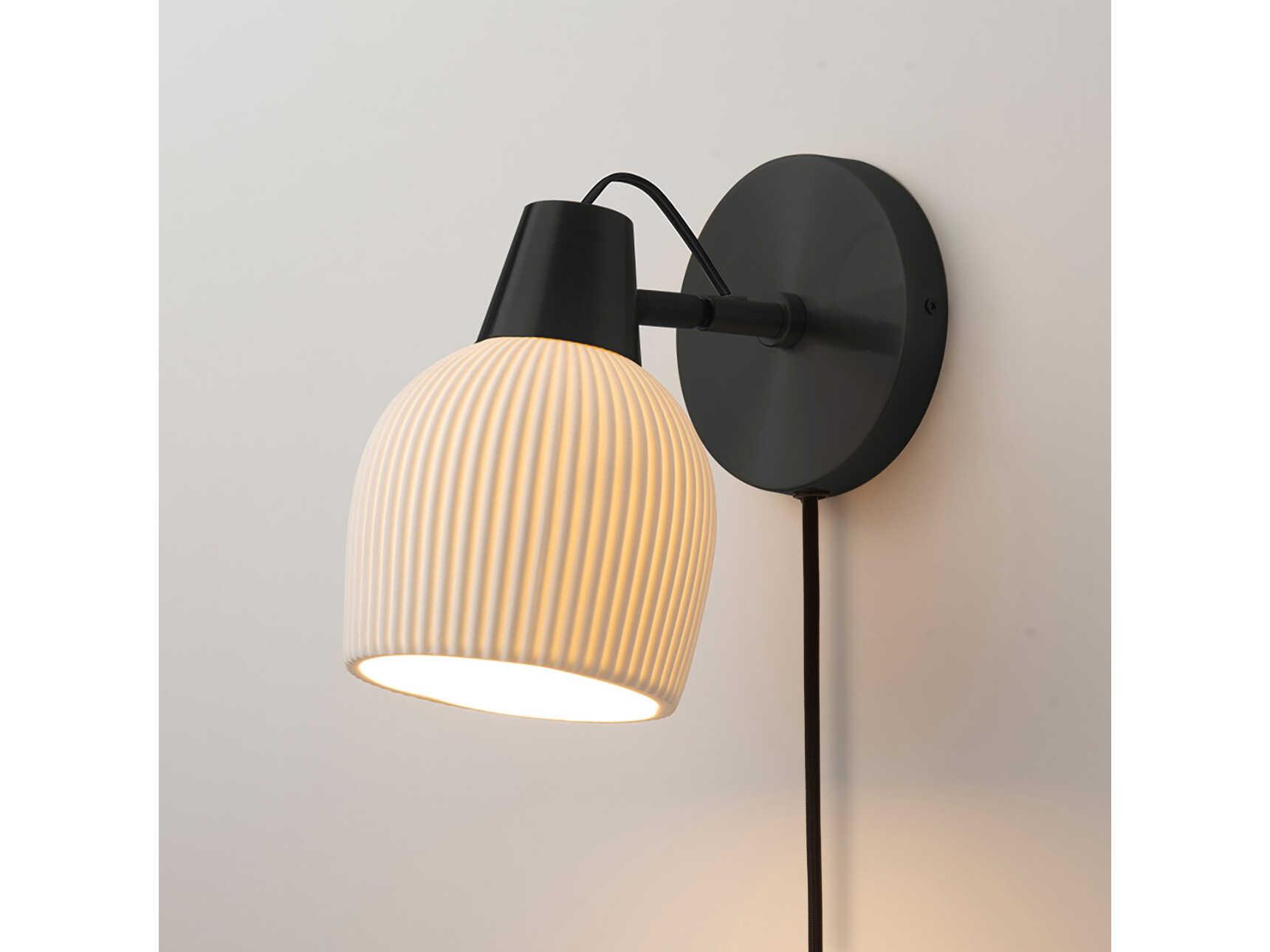 Nova Bone Porcelain Petaluma 1-Light Matte Black Wall Sconce