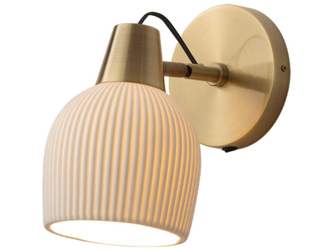 Nova Bone Porcelain Petaluma 1-Light Weathered Brass White Wall Sconce