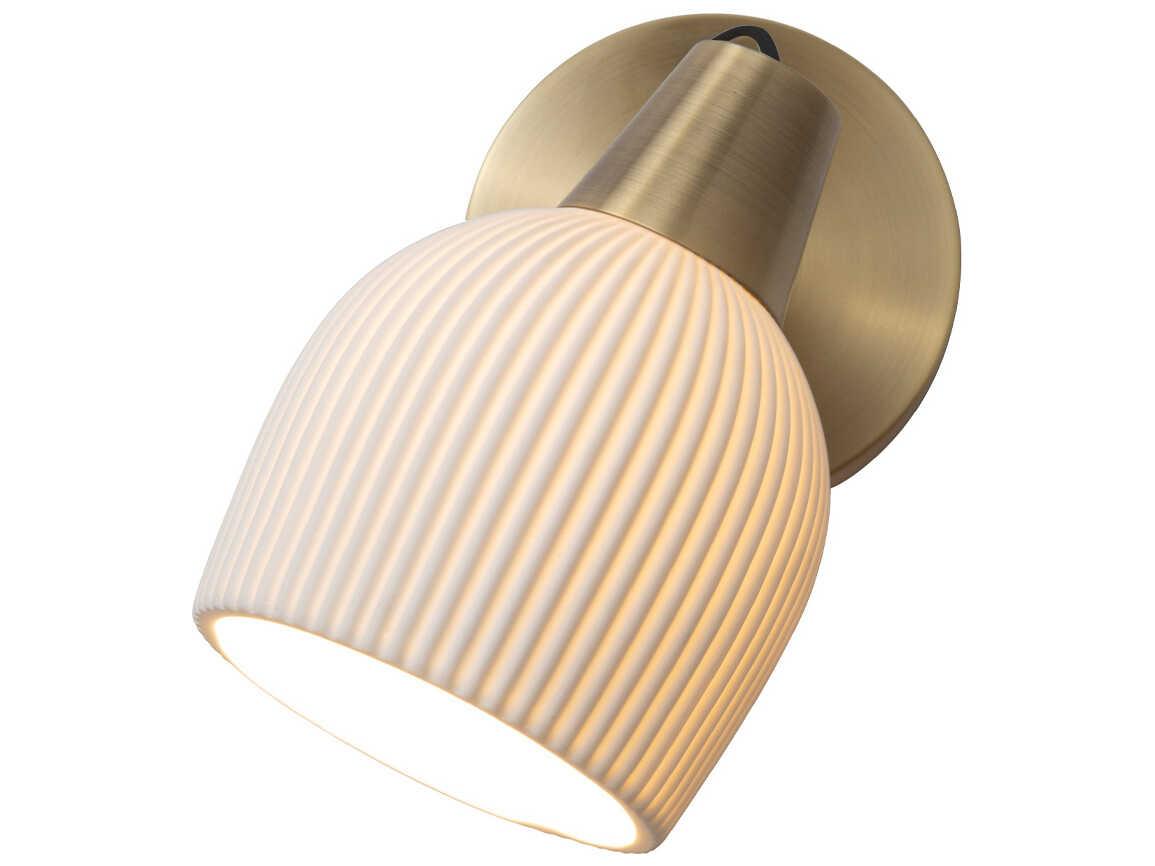 Nova Bone Porcelain Petaluma 1-Light Weathered Brass White Wall Sconce