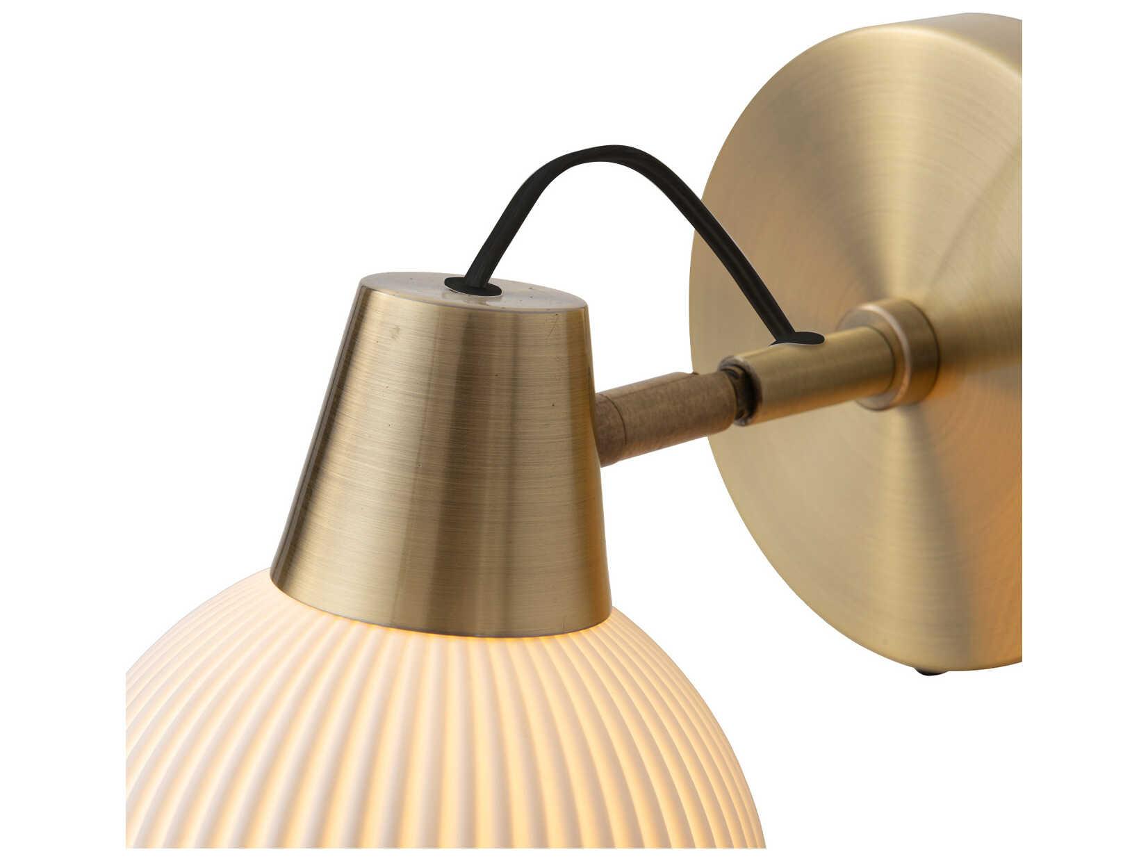 Nova Bone Porcelain Petaluma 1-Light Weathered Brass White Wall Sconce