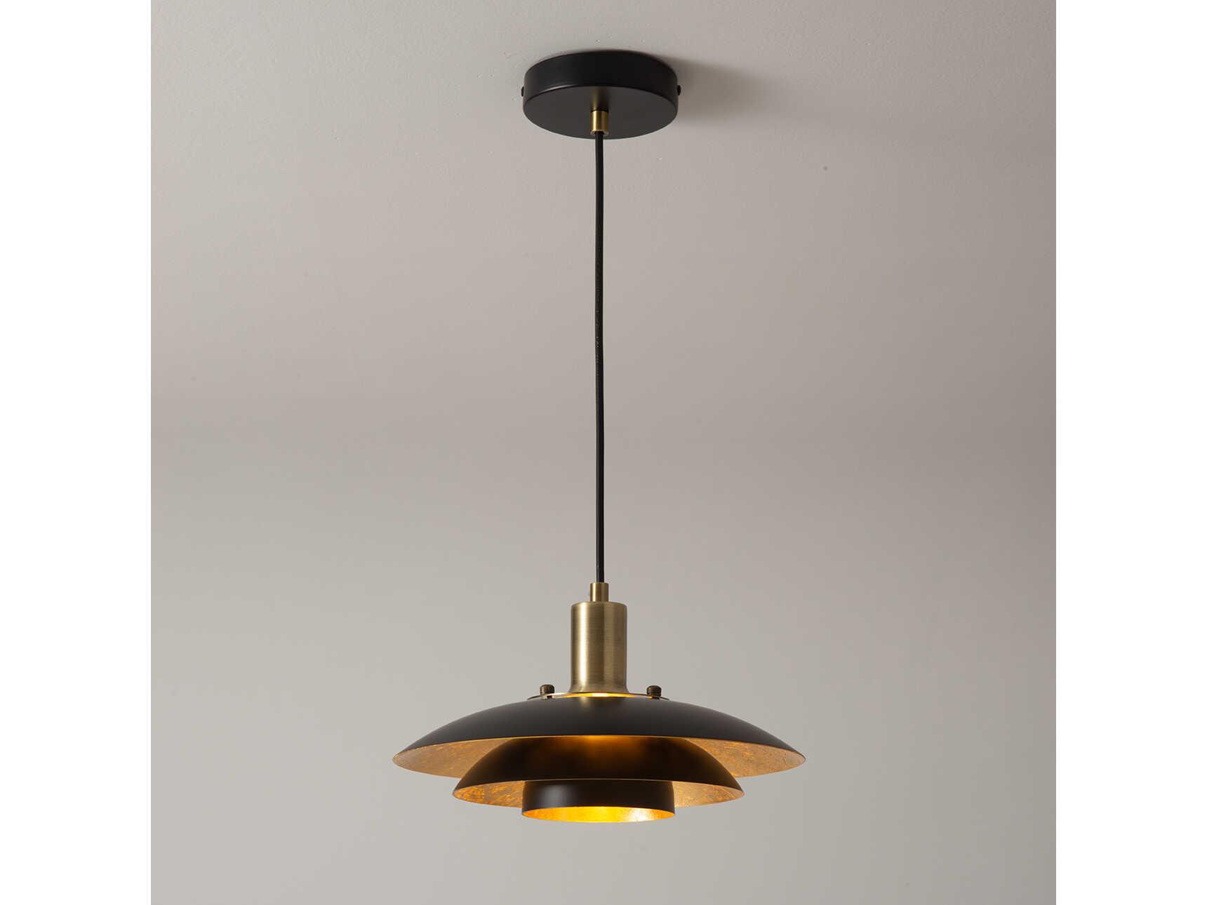 Nova Rancho Mirage 1-Light Matte Black Weathered Brass Pendant