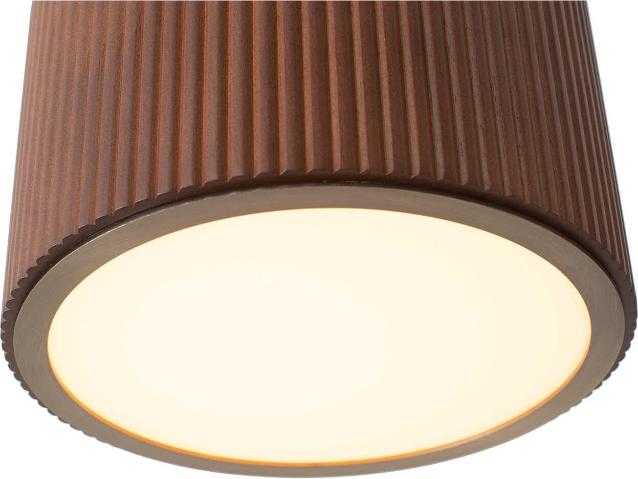 Nova Tambo 1-Light Dark Walnut Weathered Brass Brown Drum Mini Pendant