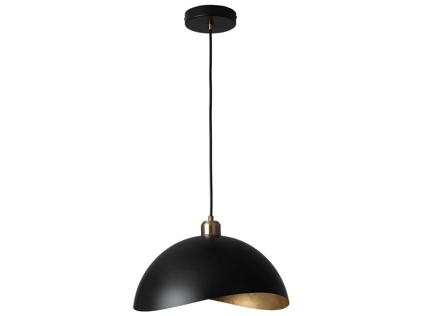 Nova Luna Bella 1-Light Matte Black Hammered Gold Leaf Dome Pendant