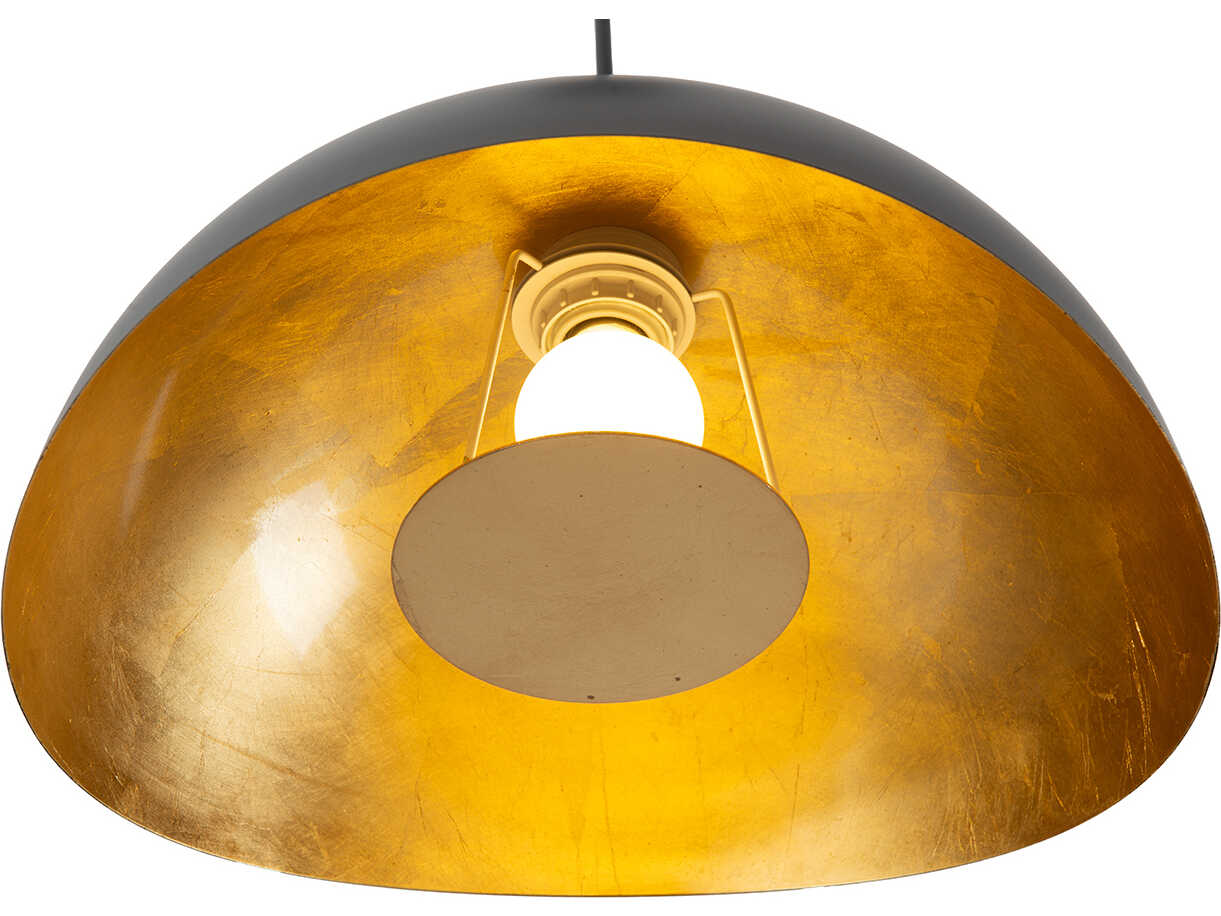 Nova Luna Bella 1-Light Matte Black Hammered Gold Leaf Dome Pendant