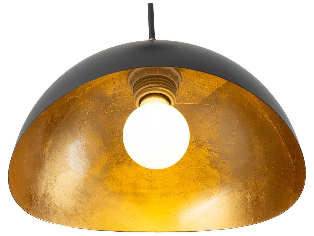 Nova Luna Bella 1-Light Matte Black Hammered Gold Leaf Dome Mini Pendant