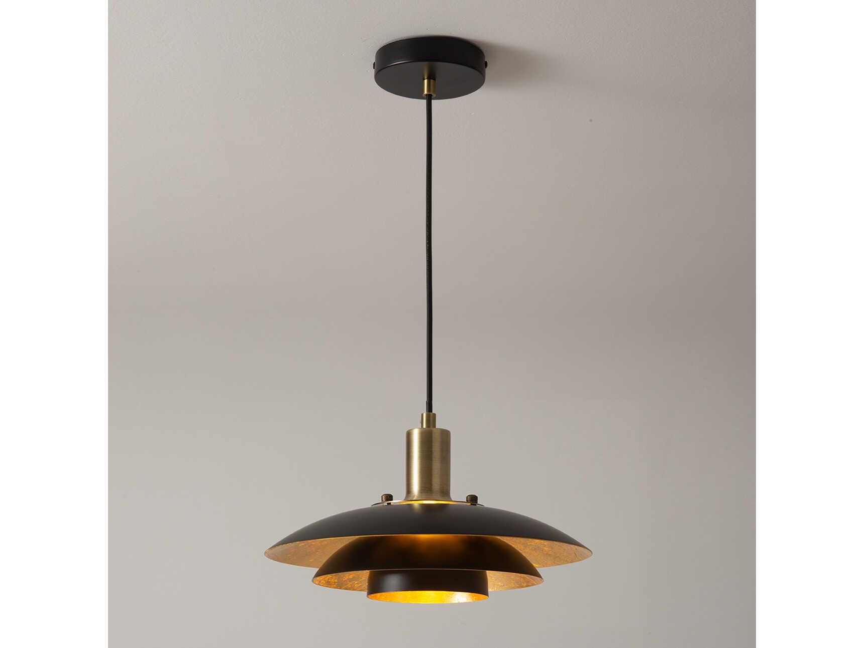 Nova Rancho Mirage 1-Light Matte Black Weathered Brass Pendant