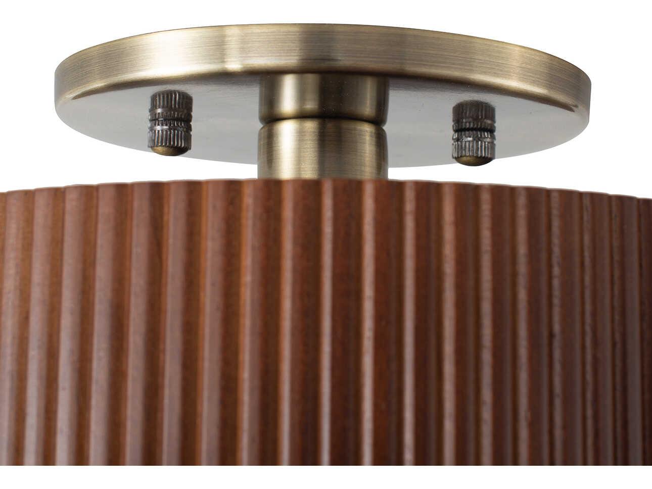 Nova Tambo 1-Light Dark Walnut Weathered Brass Brown Drum Semi Flush Mount