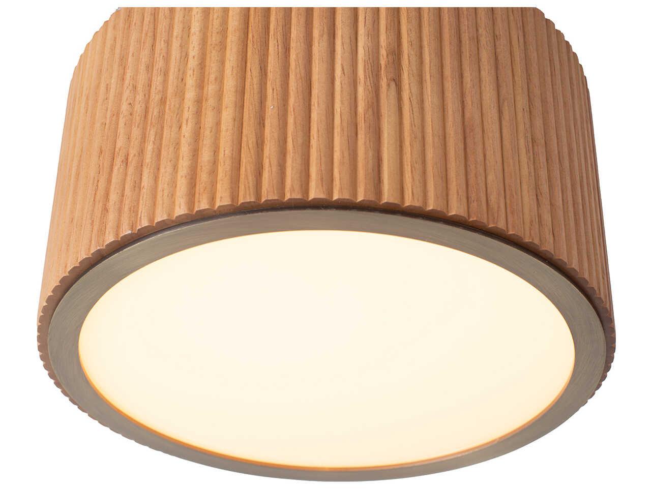 Nova Tambo 1-Light Natural Ash Weathered Brass Drum Semi Flush Mount