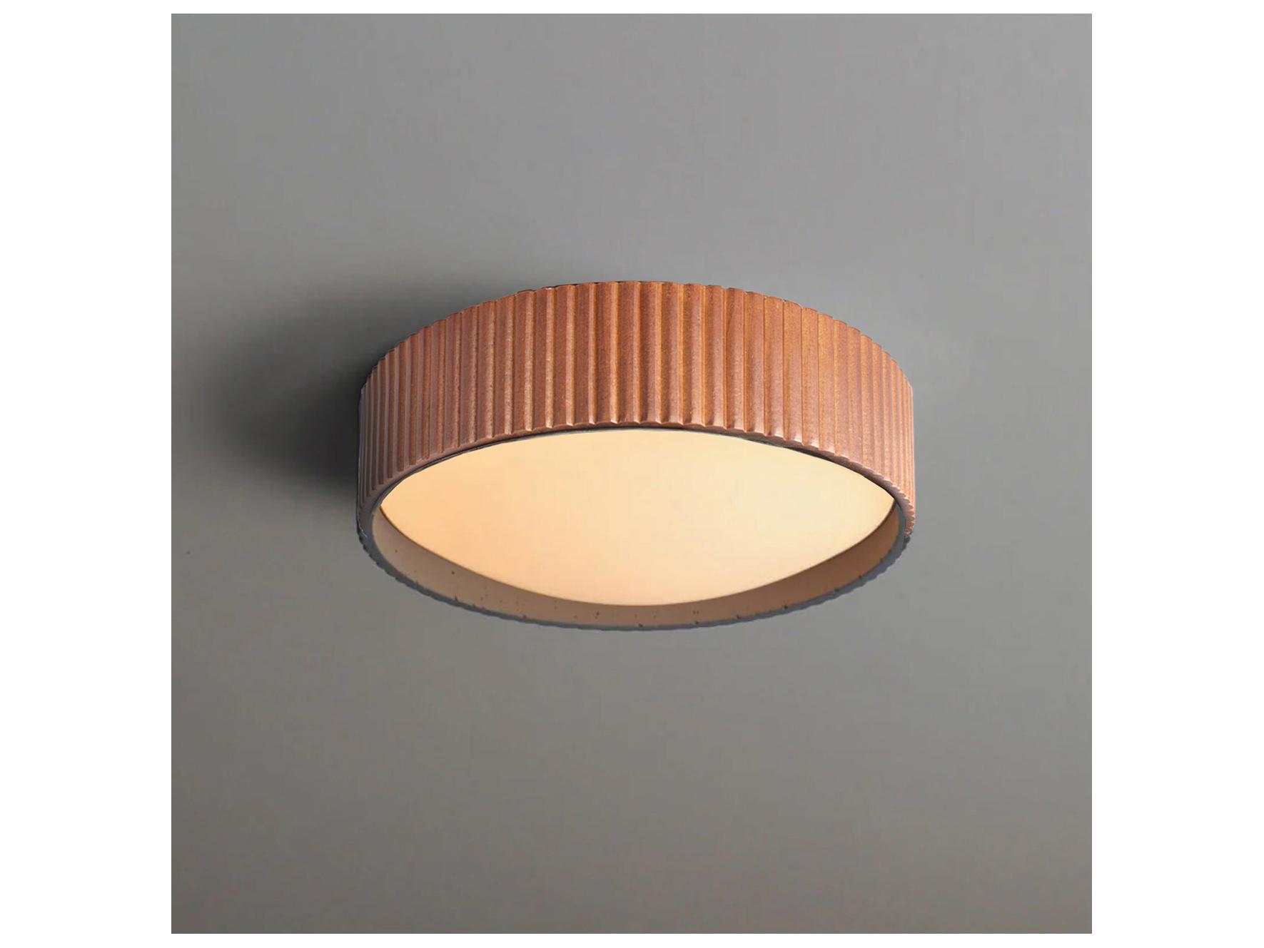 Nova Tambo 1-Light Weathered Brass & Walnut Drum Flush Mount