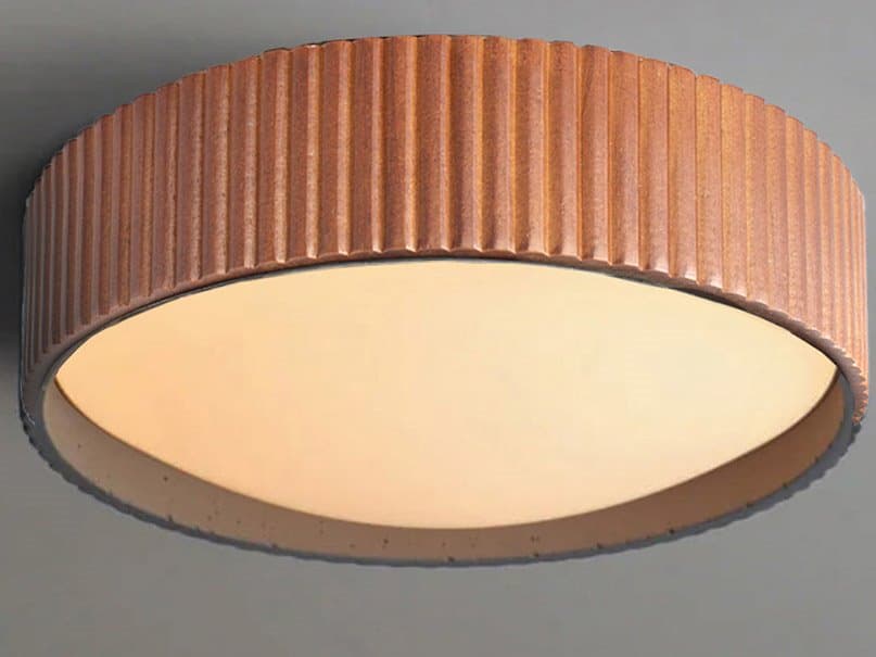 Nova Tambo 1-Light Weathered Brass & Walnut Drum Flush Mount