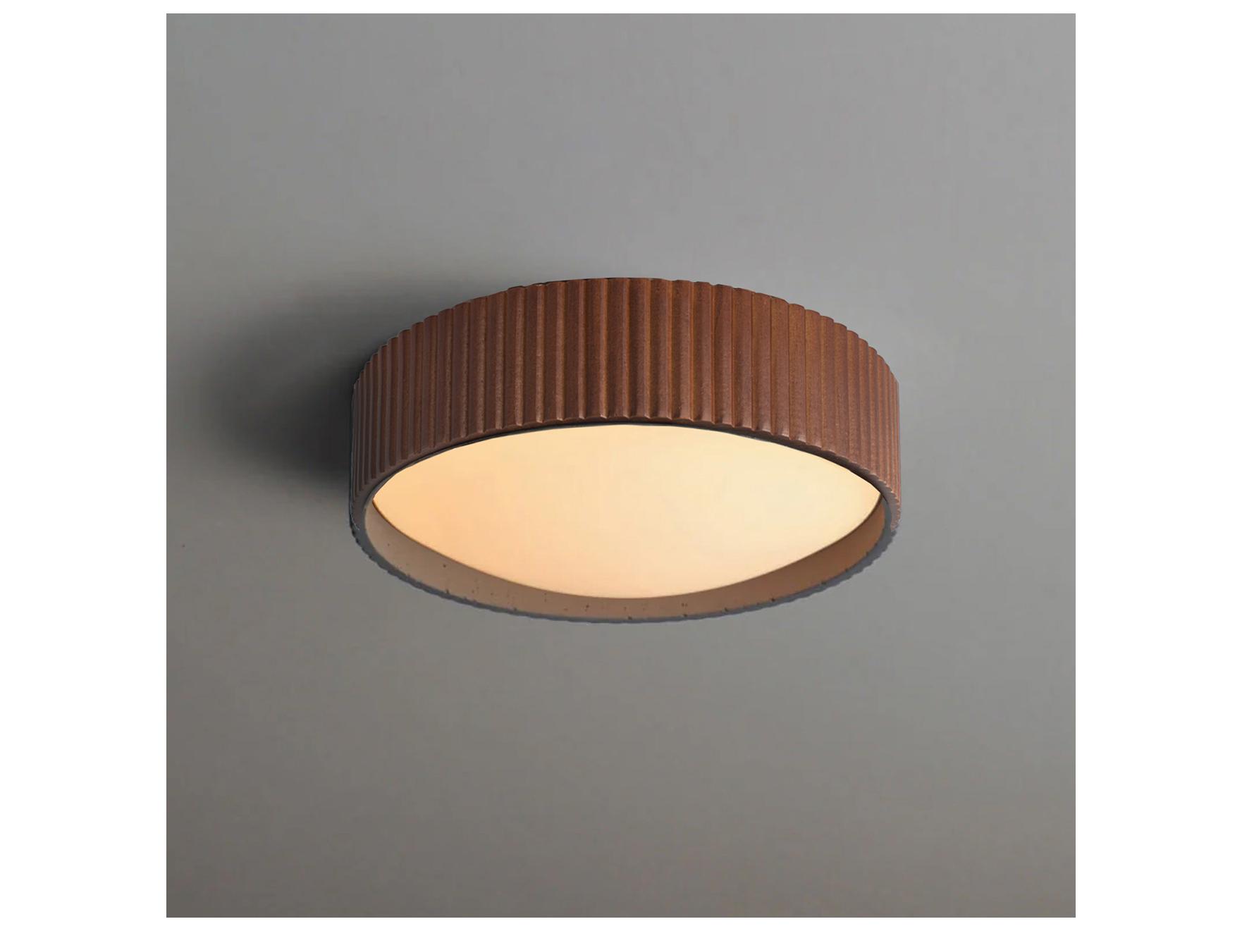 Nova Tambo 1-Light Weathered Brass & Walnut Drum Flush Mount