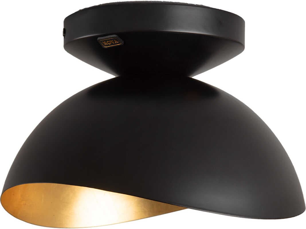 Nova Luna Bella 1-Light Matte Black Weathered Brass Flush Mount