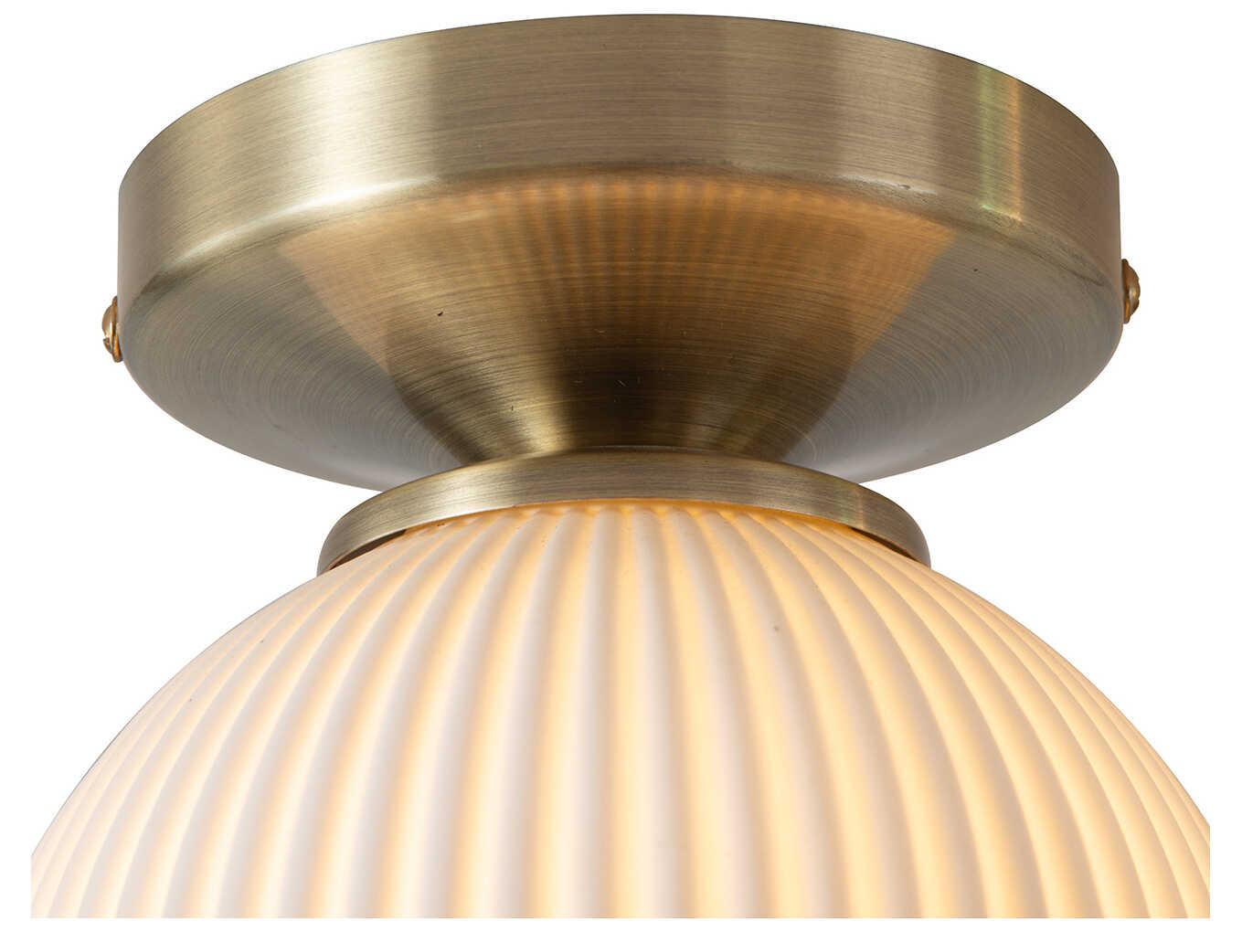Nova Bone Porcelain Petaluma 1-Light Weathered Brass Dome Semi Flush Mount