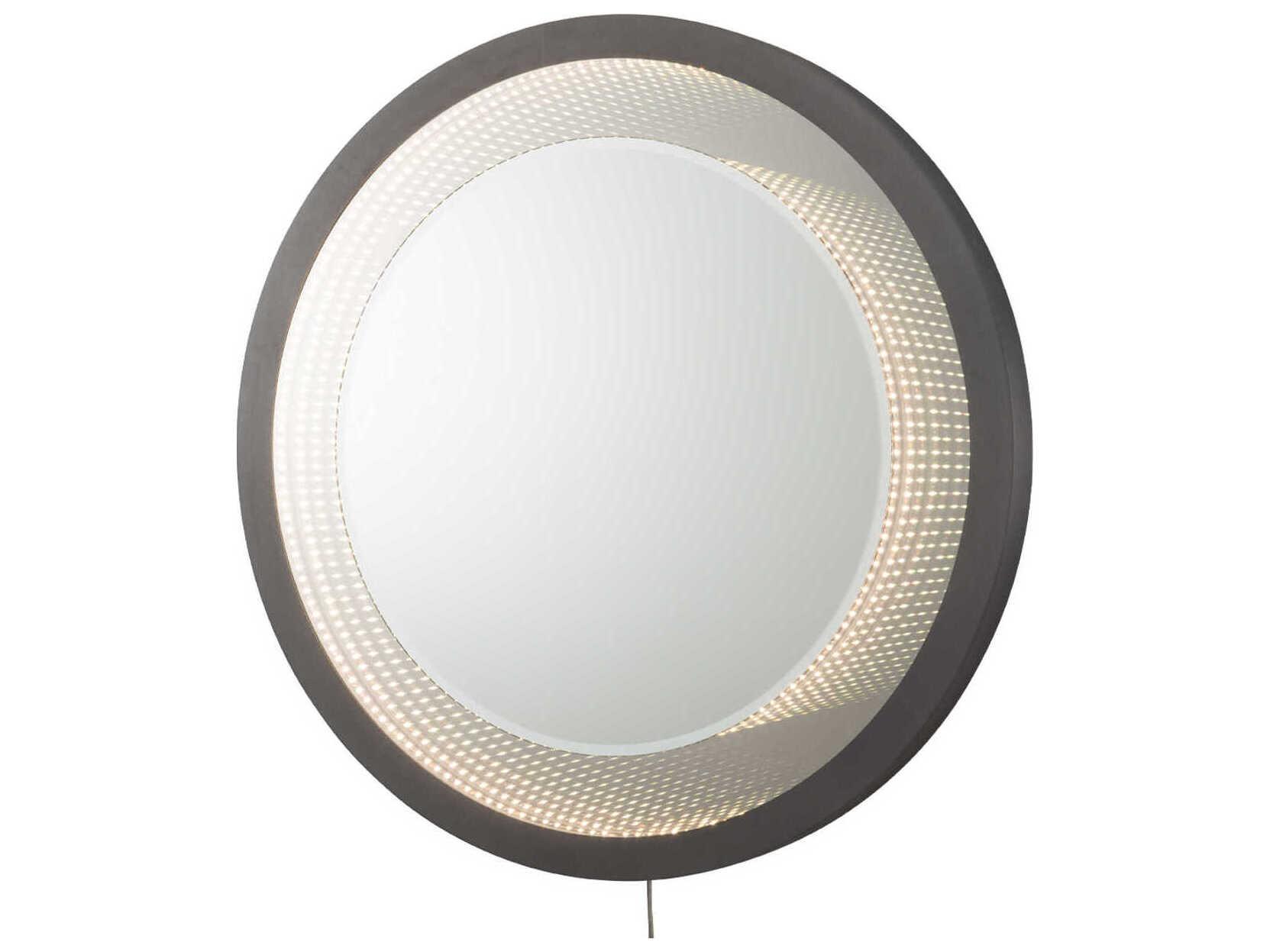 Nova Starfall Gunmetal Vanishing Infinity LED Round Wall Mirror