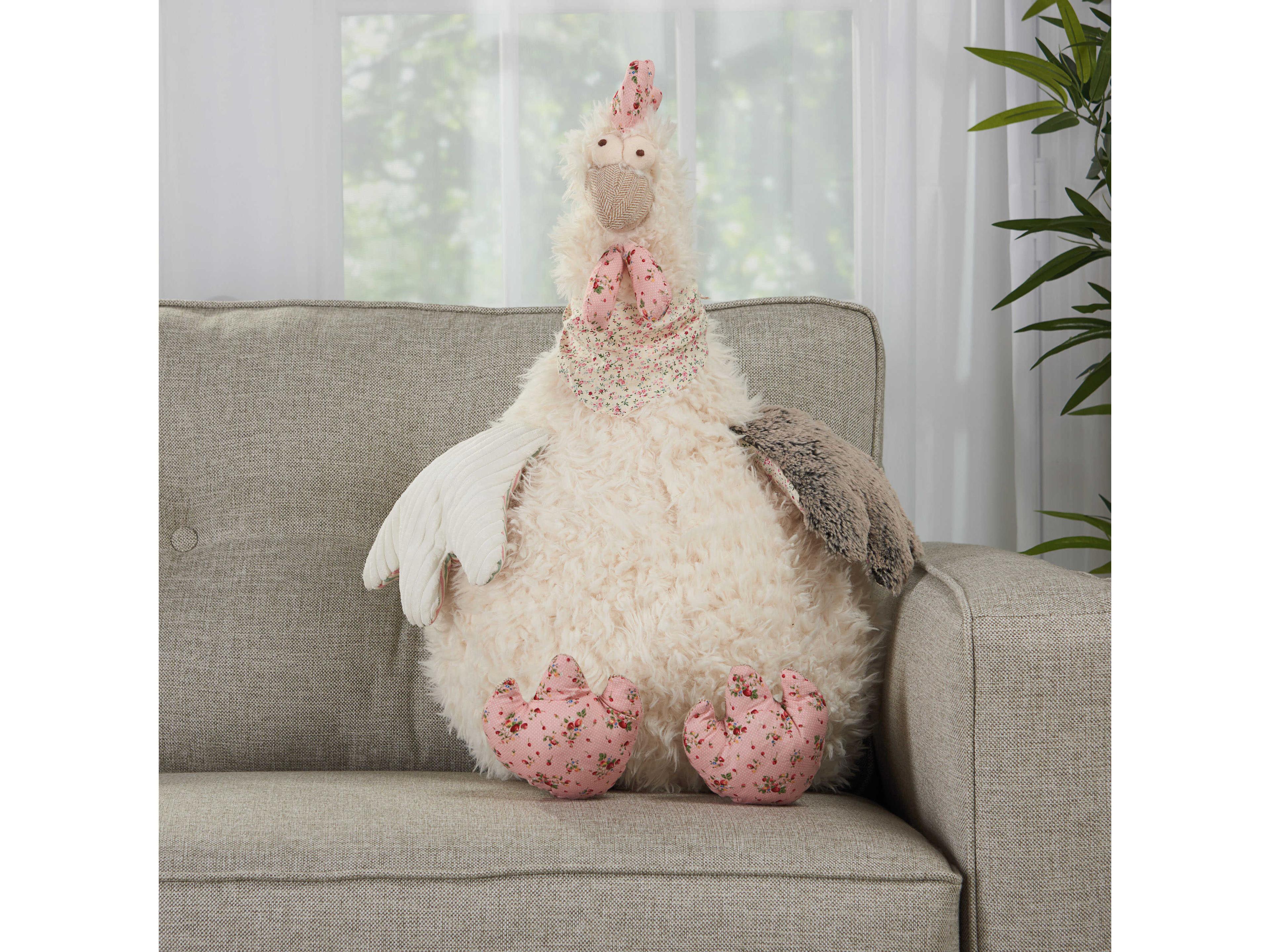 Nourison Mina Victory Plush Lines Stuffed Rooster