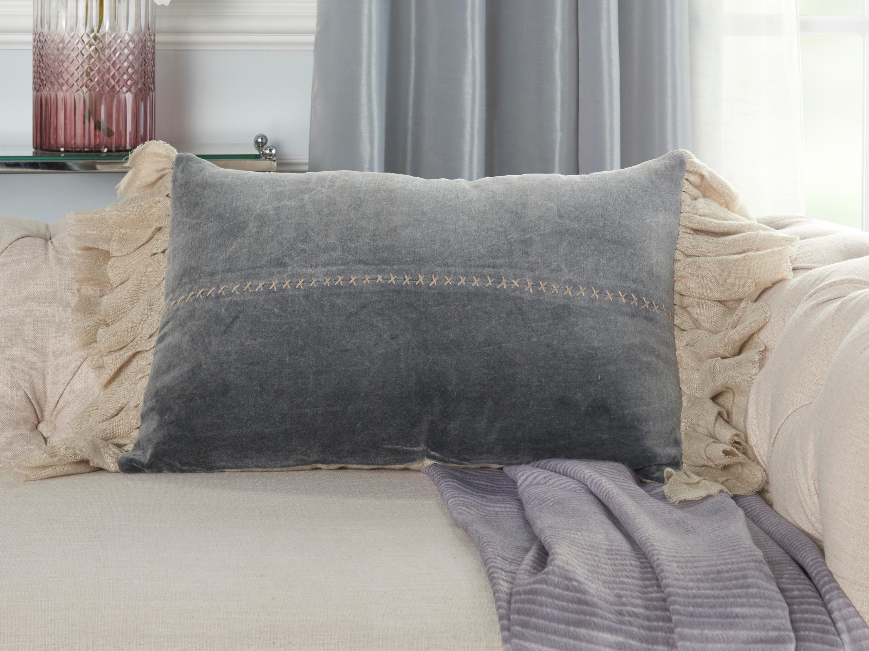 Nourison Mina Victory Sofia 14" x 22" Dark Grey Pillow