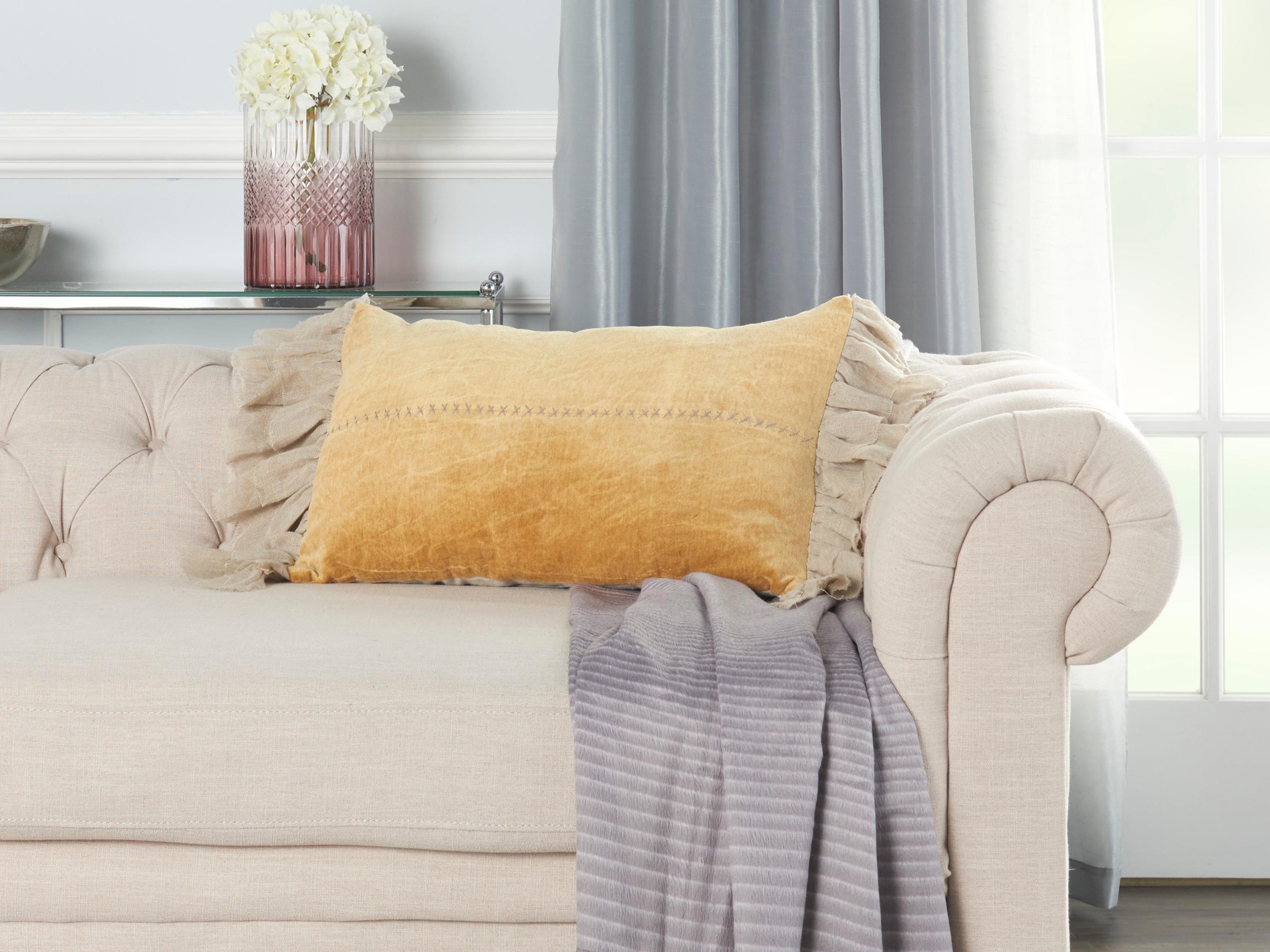 Nourison Mina Victory Sofia 14" x 22" Yellow Pillow