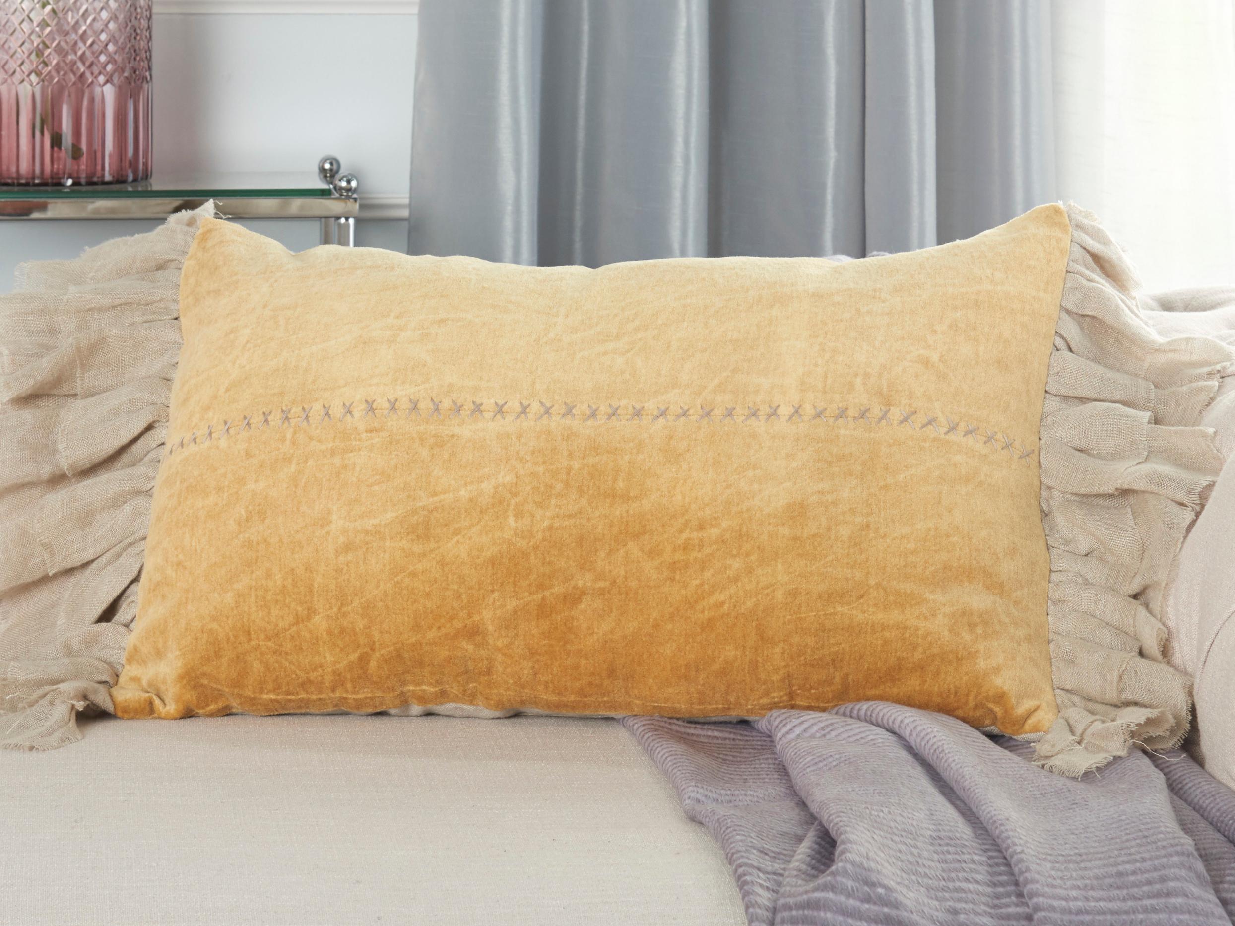 Nourison Mina Victory Sofia 14" x 22" Yellow Pillow