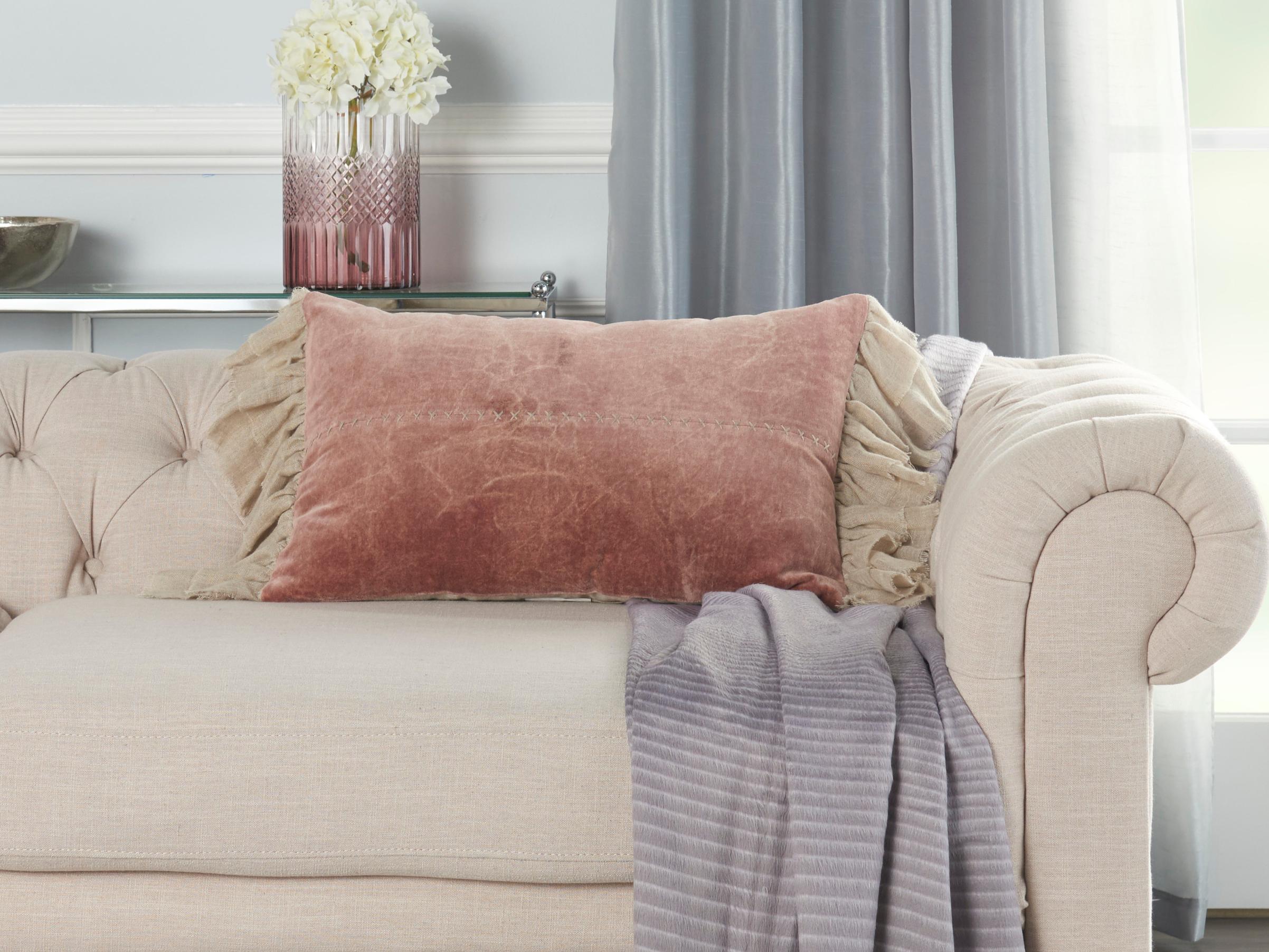 Nourison Mina Victory Sofia 14" x 22" Blush Pillow