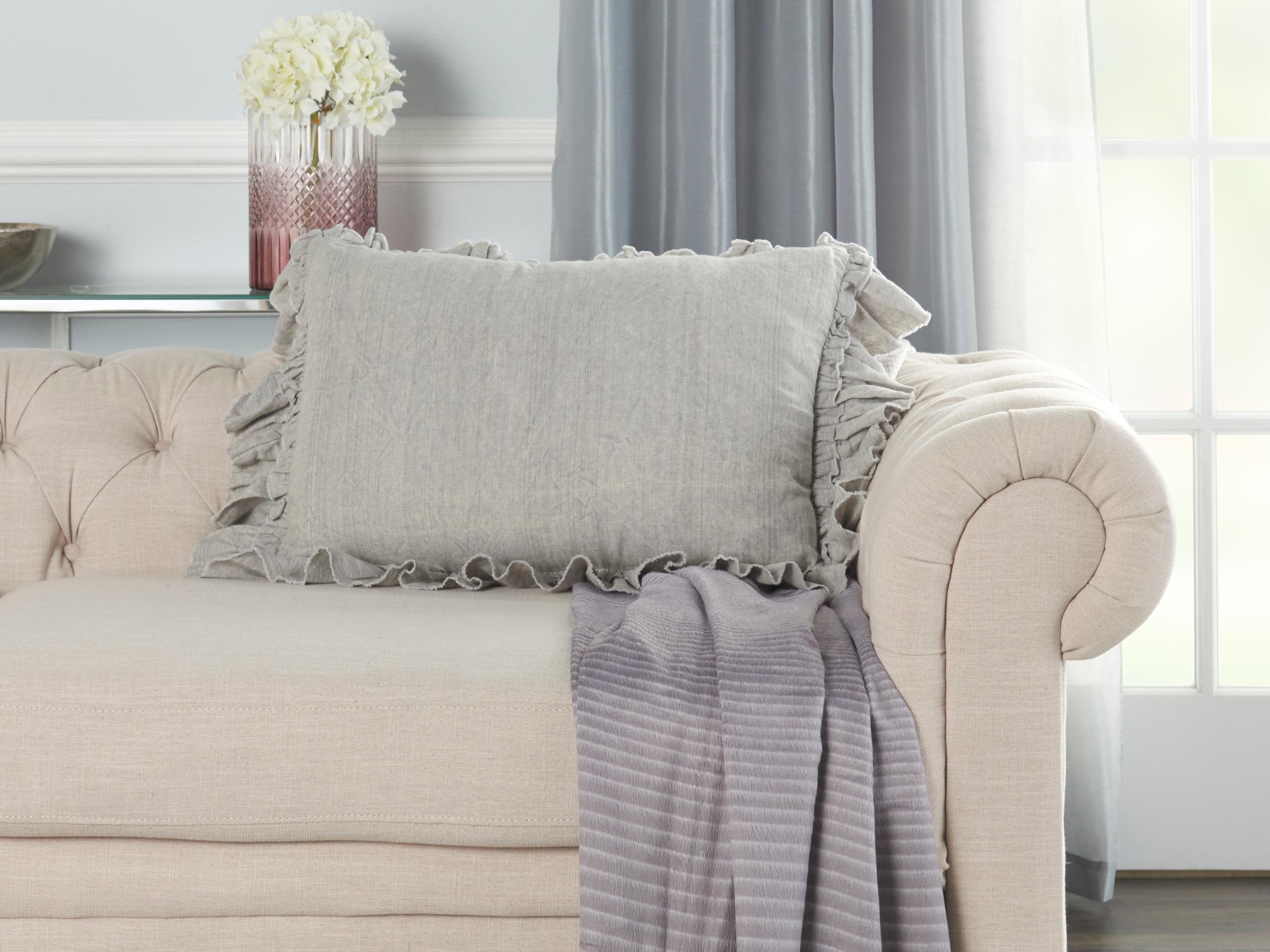 Nourison Mina Victory Sofia 16" x 24" Grey Pillow