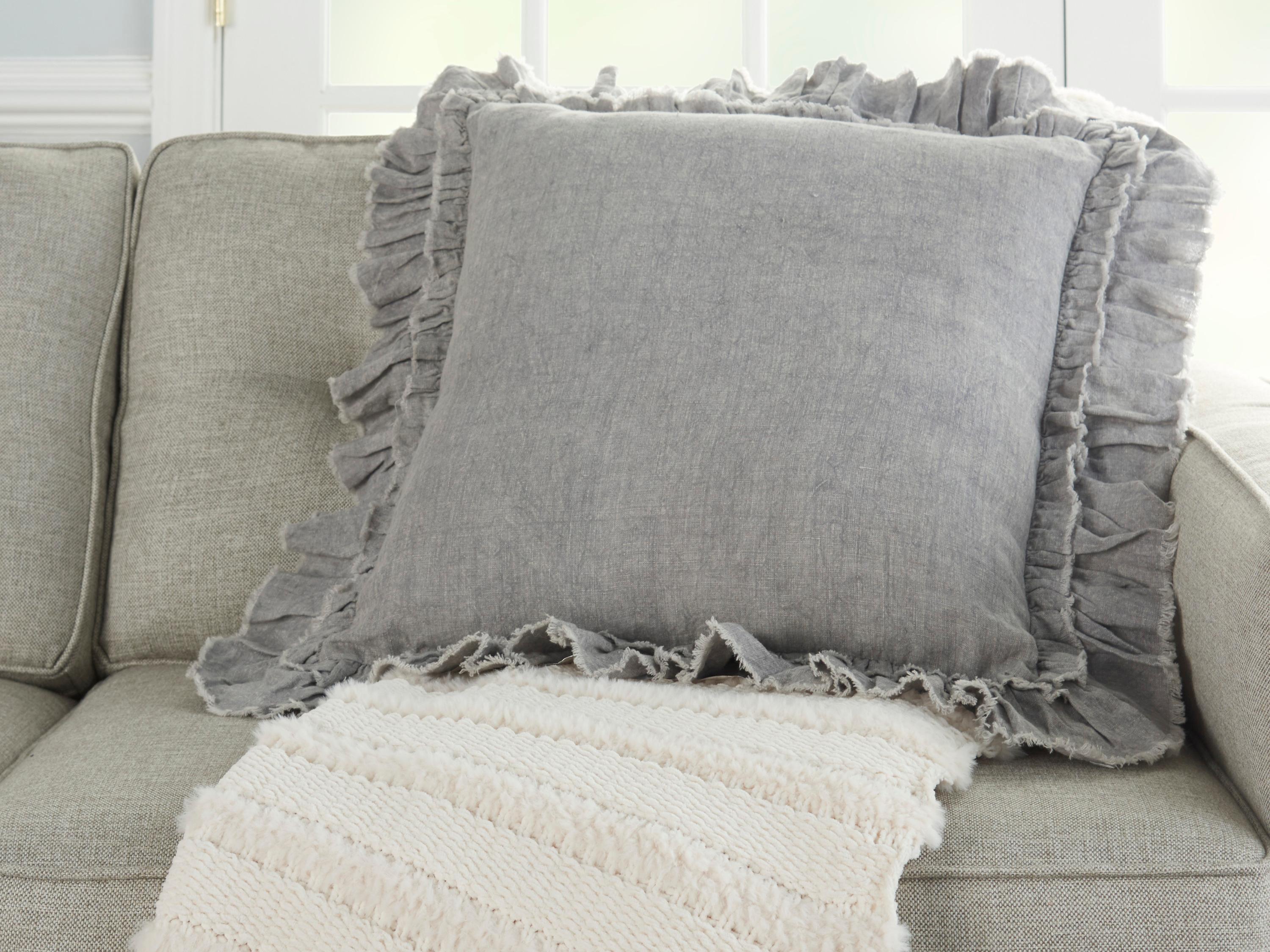 Nourison Mina Victory Sofia 24" x 24" Grey Pillow