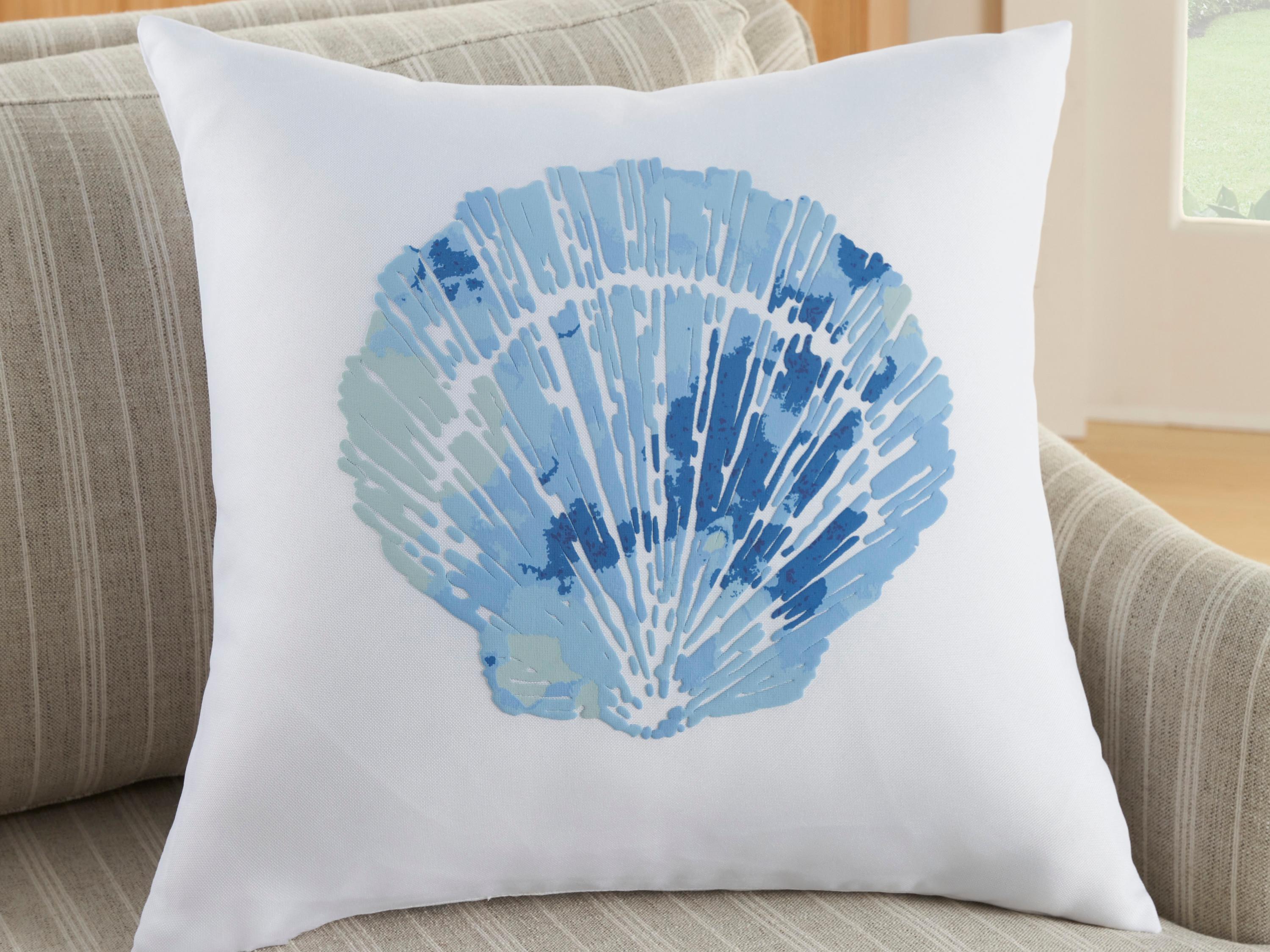 Nourison Mina Victory Lifestyle Raised Printed Seach 18" x 18" White Pillow