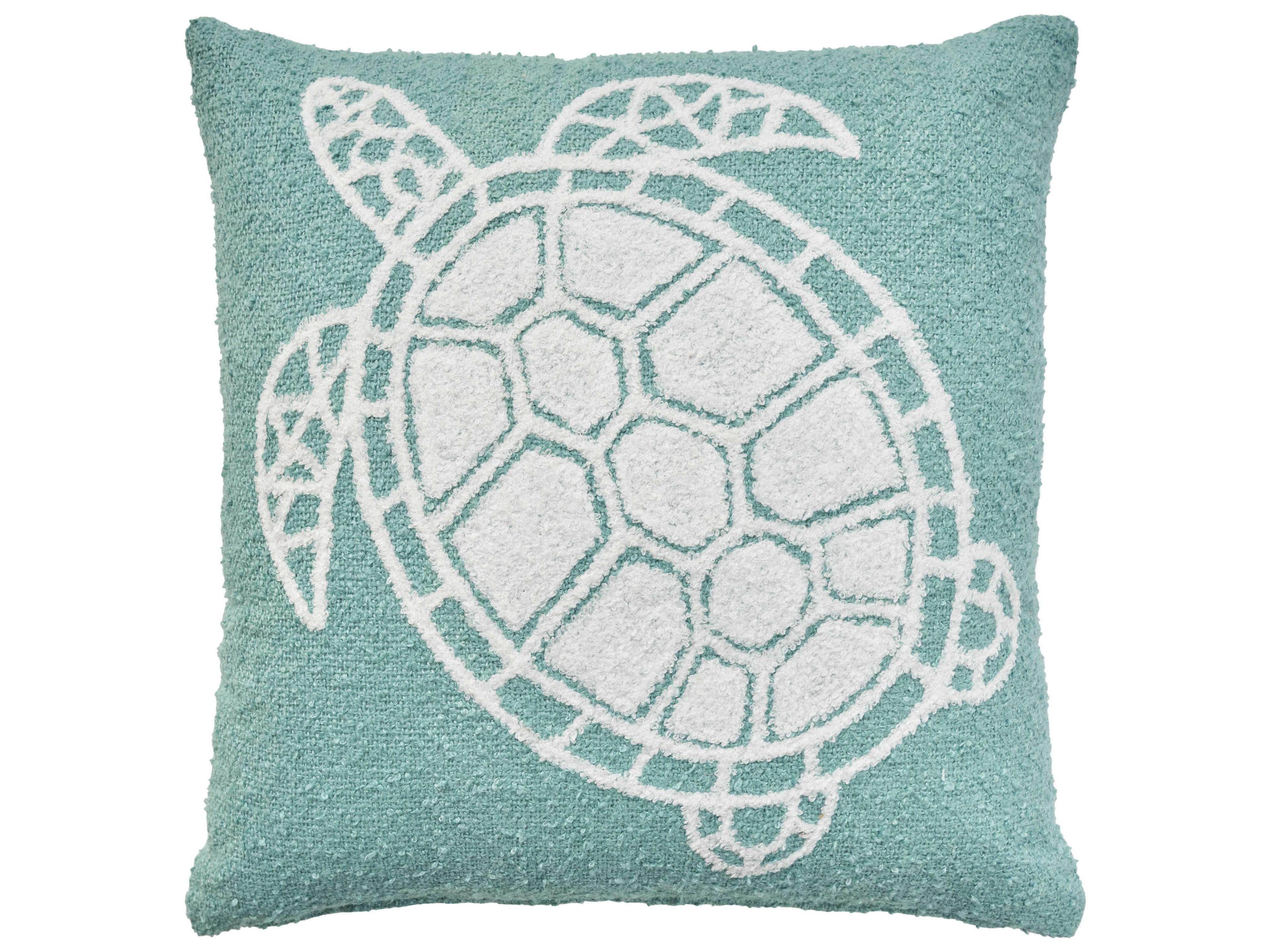 Nourison Mina Victory Outdoor Turquoise Emb Sea Turtle Pillow