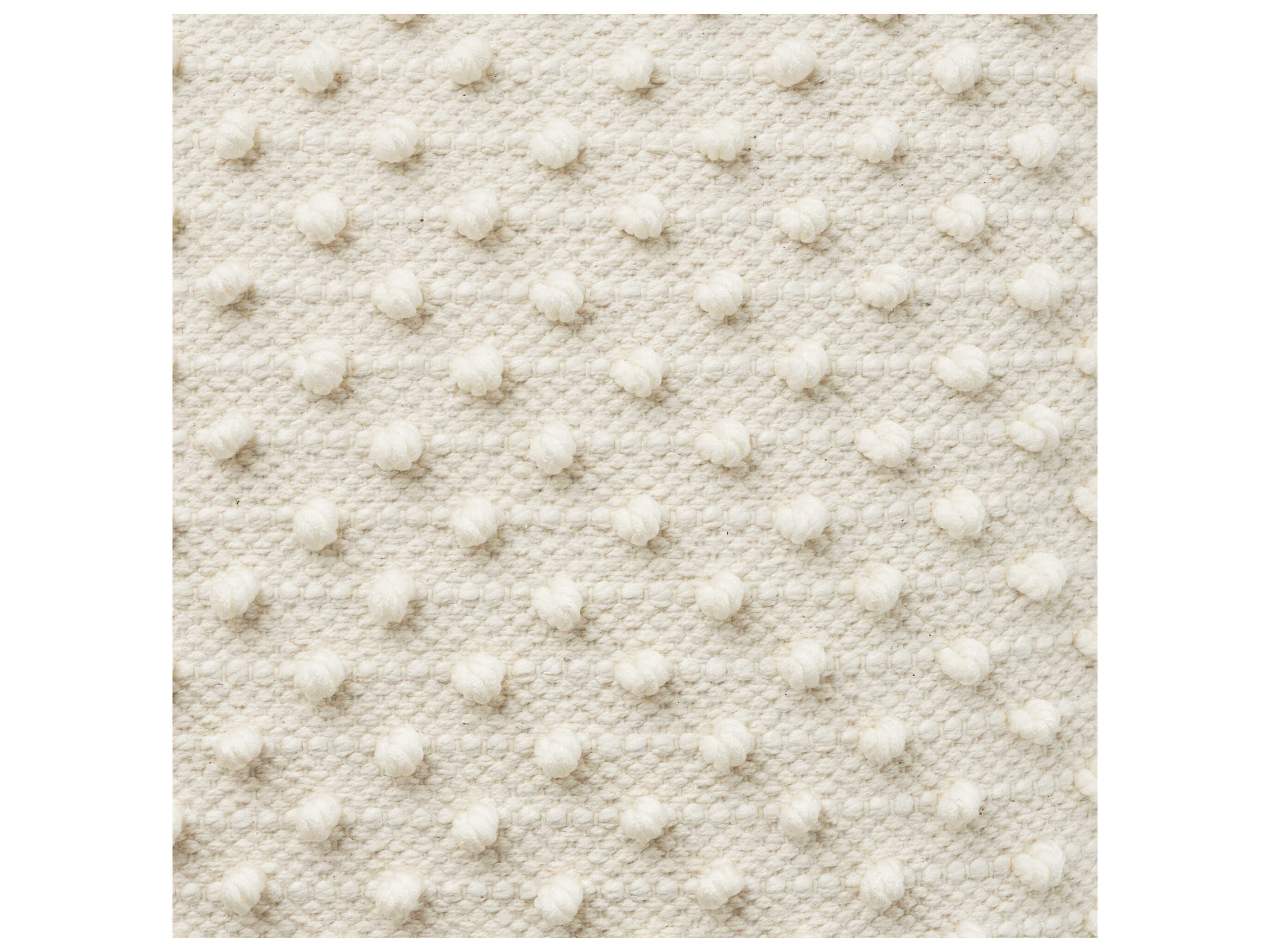 Nourison Lifestyle Loop Dots Ivory White Upholstered Pouf