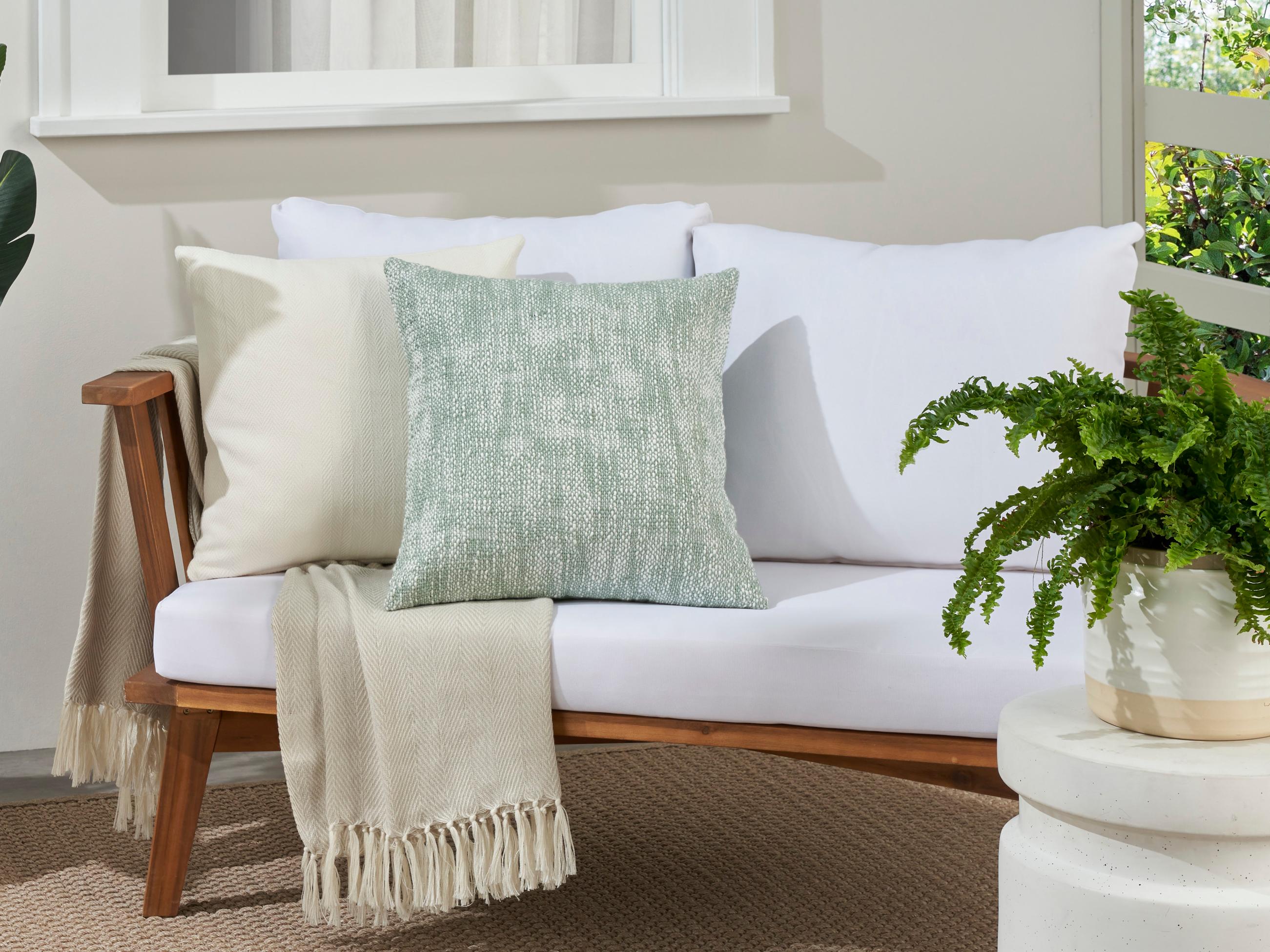 Nourison Mina Victory Outdoor Aqua Basketweave Pillow