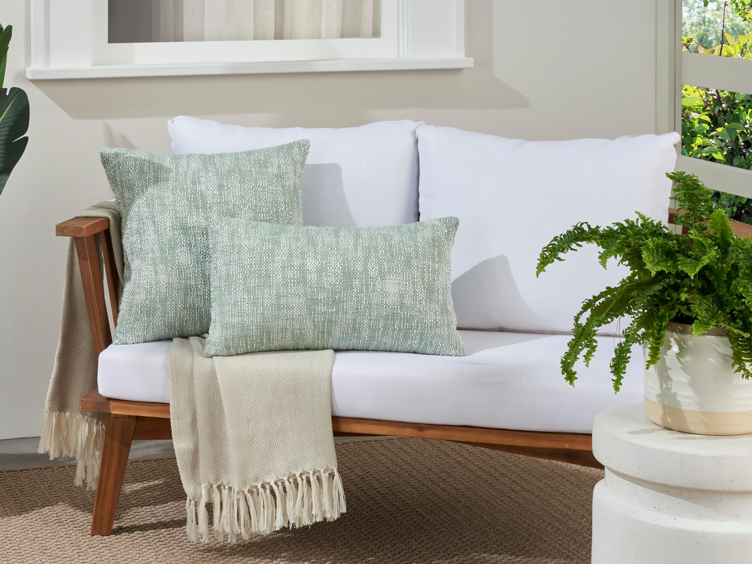 Nourison Mina Victory Outdoor Aqua Basketweave Pillow