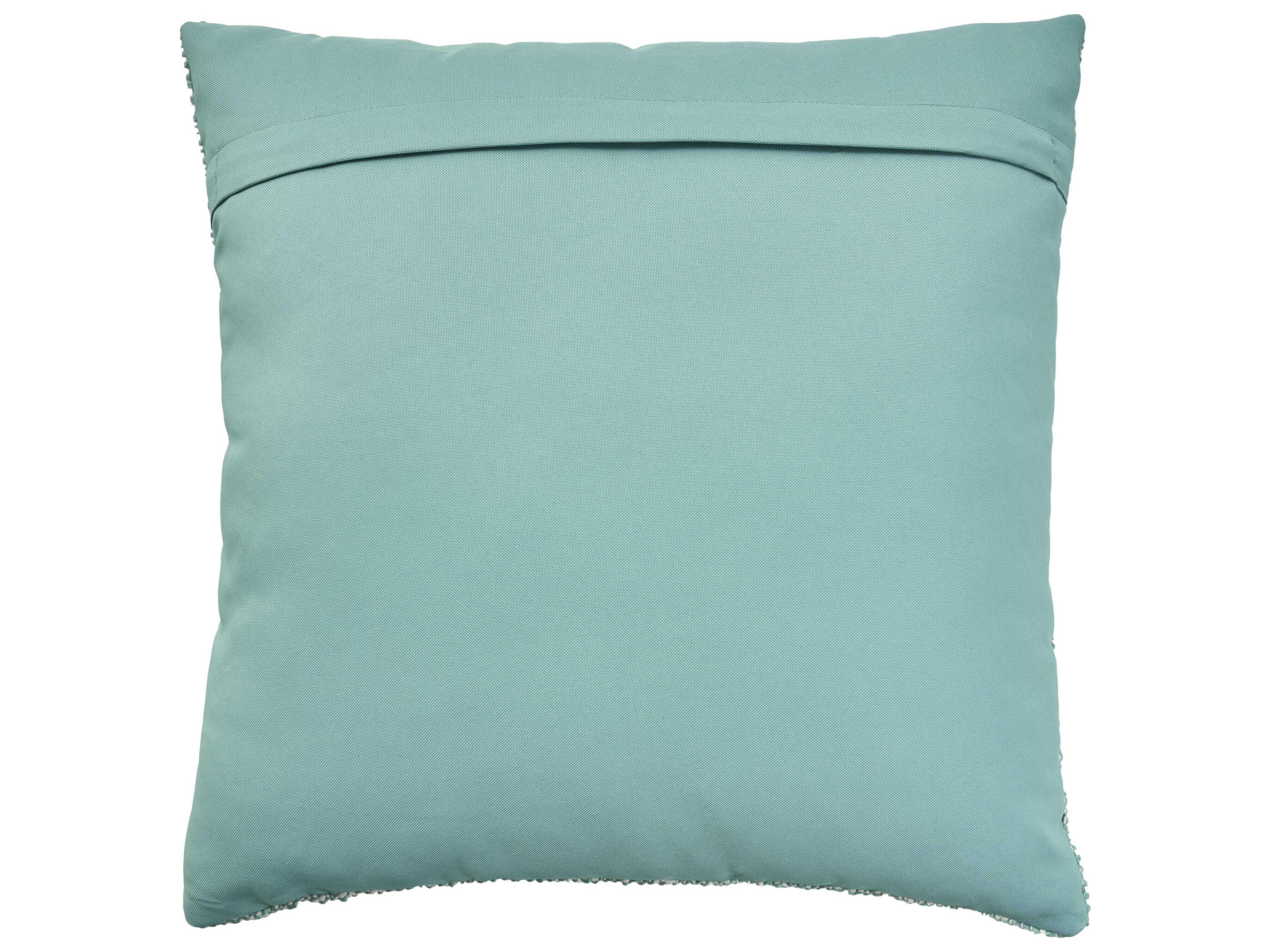 Nourison Mina Victory Outdoor Turquoise Basketweave Pillow