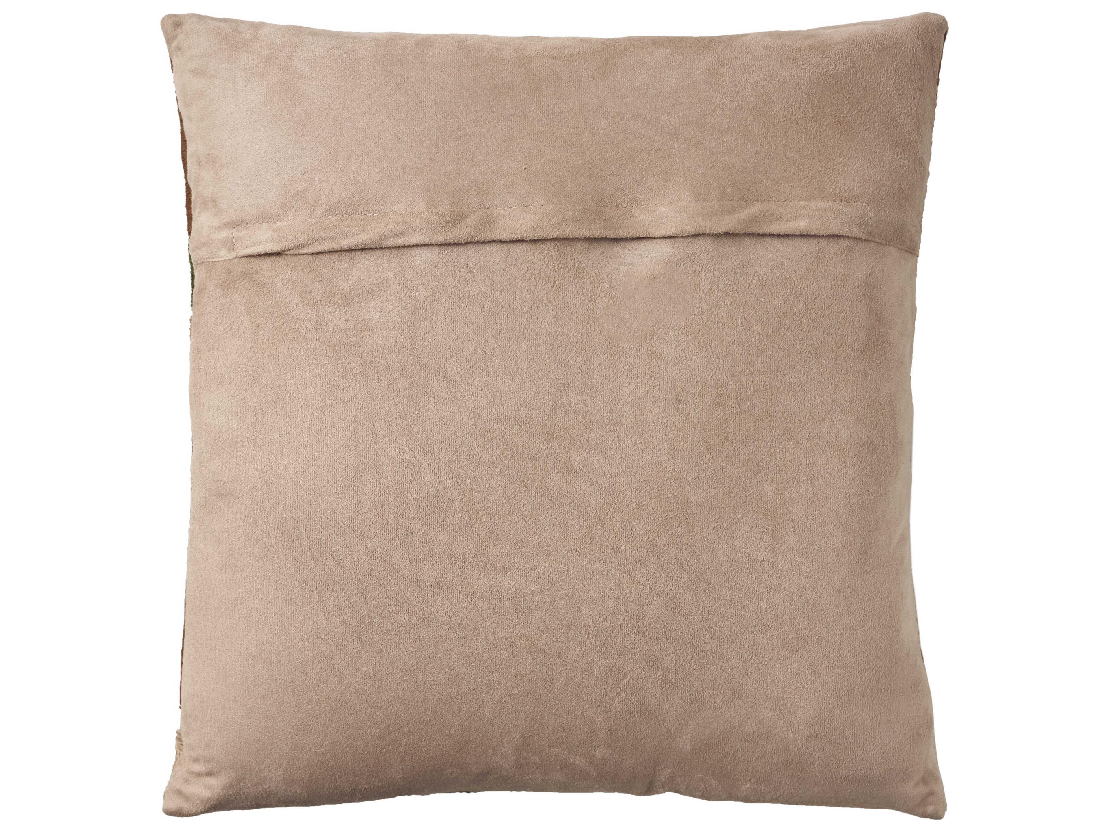 Nourison Mina Victory Natural Leather Hide Jungle Leopard 20" x 20" Pillow