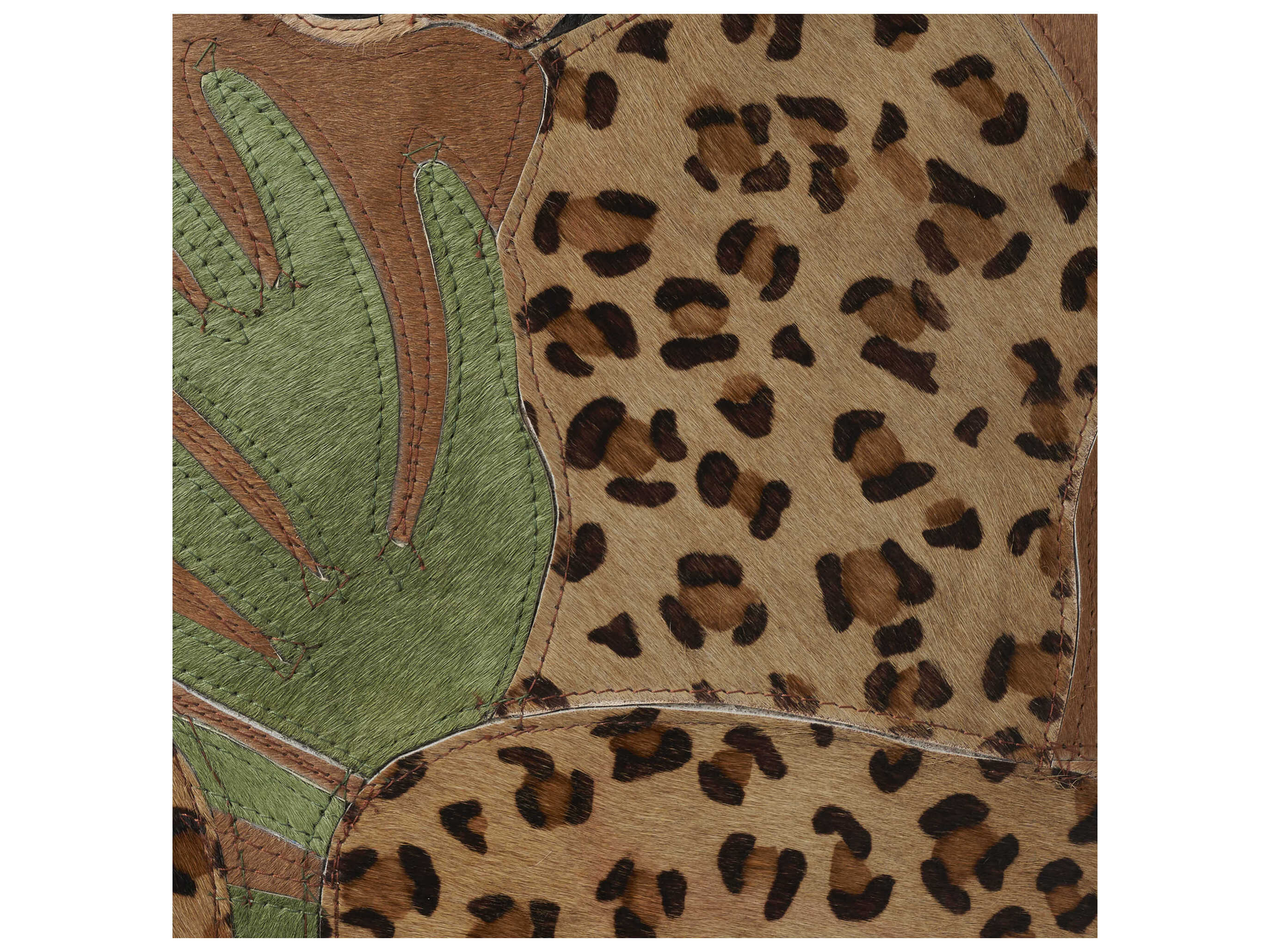 Nourison Mina Victory Natural Leather Hide Leopard 20" x 20" Pillow