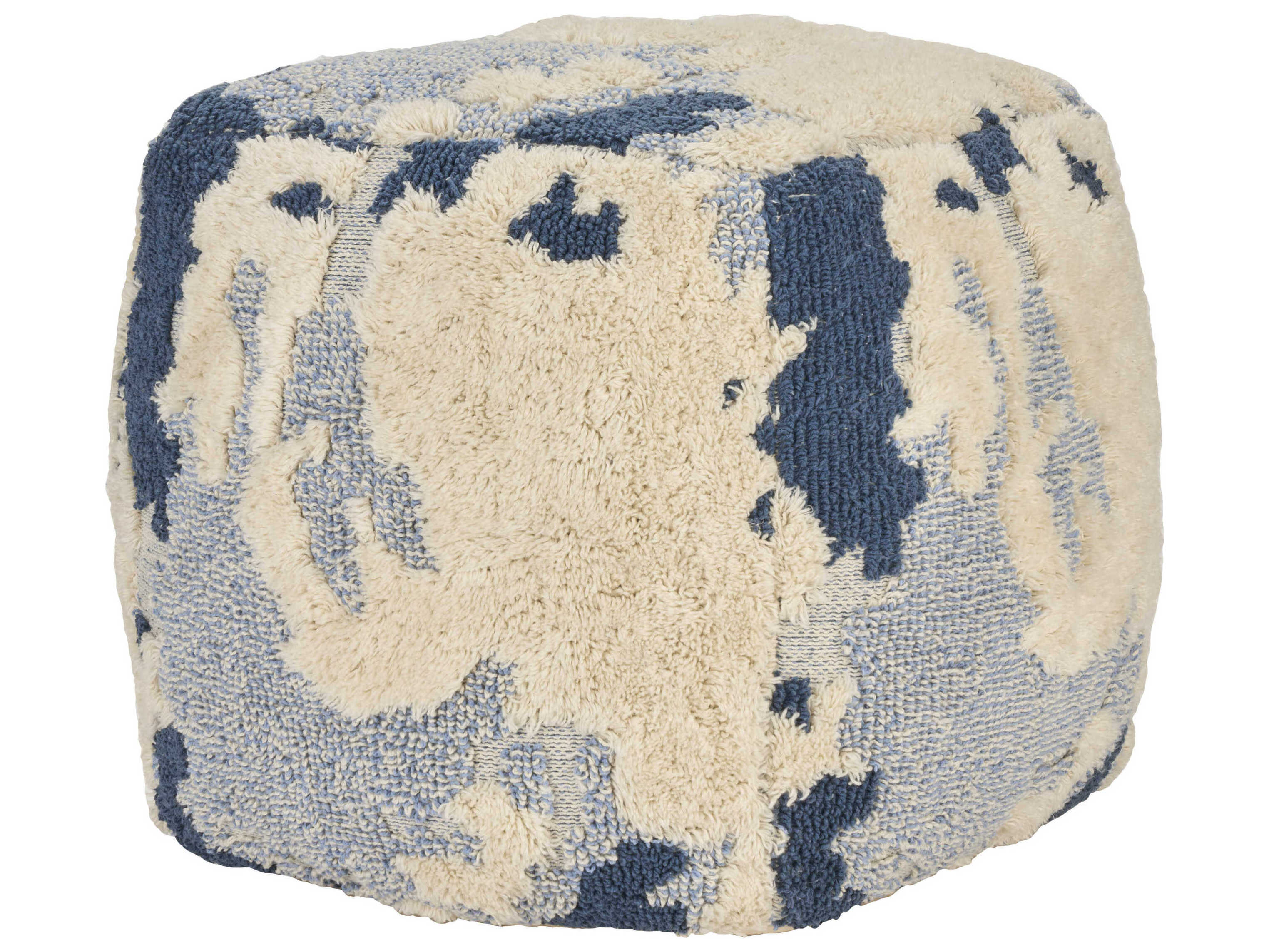 Nourison Lifestyle Blue Upholstered Pouf