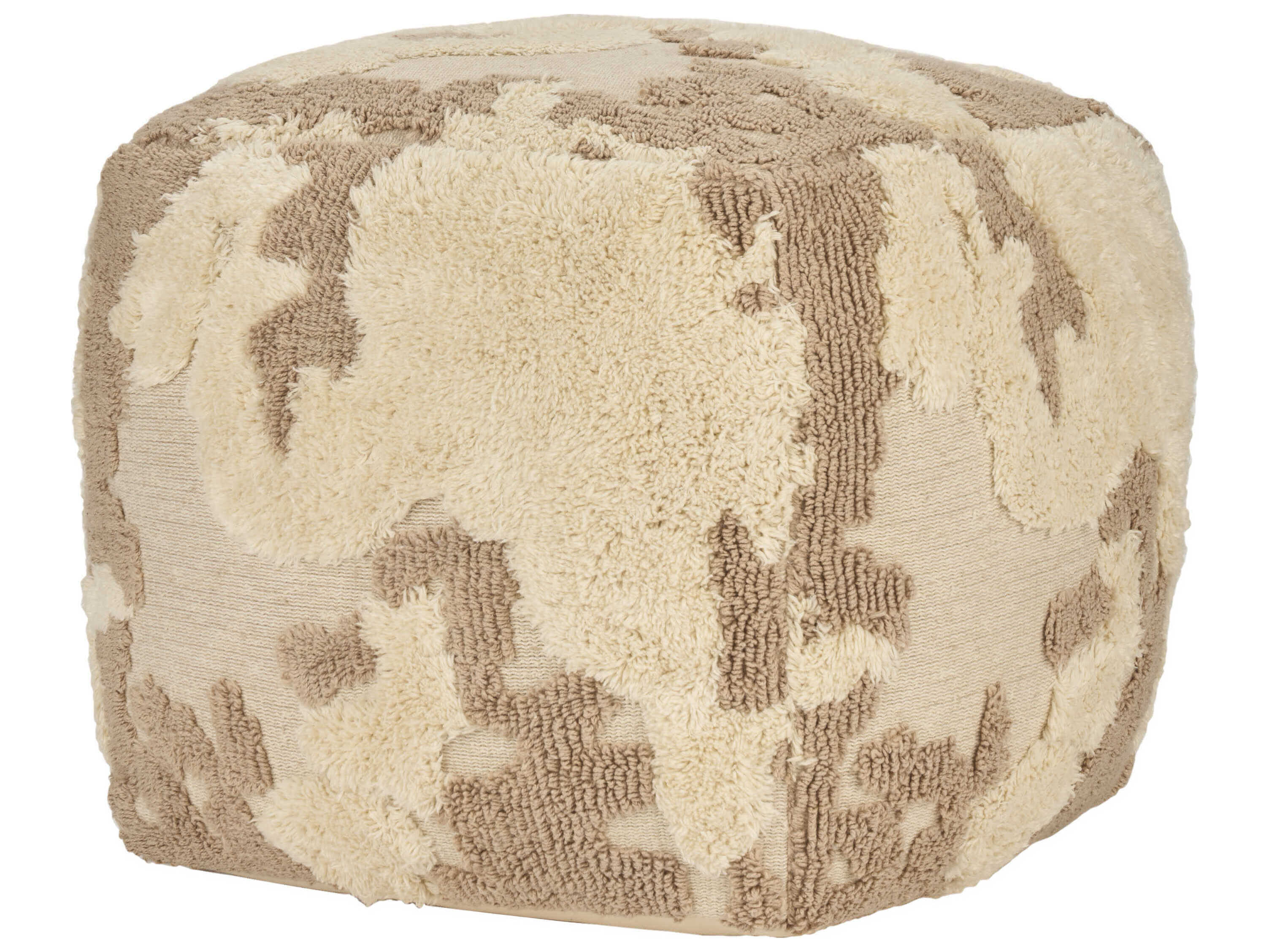 Nourison Lifestyle Beige Upholstered Pouf
