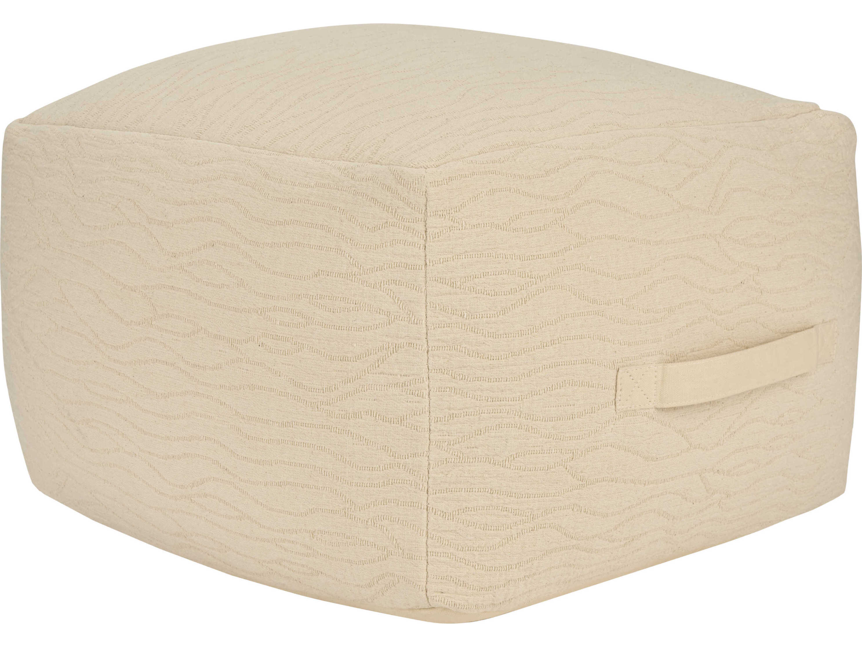 Nourison Lifestyle Ivory Beige Upholstered Ottoman