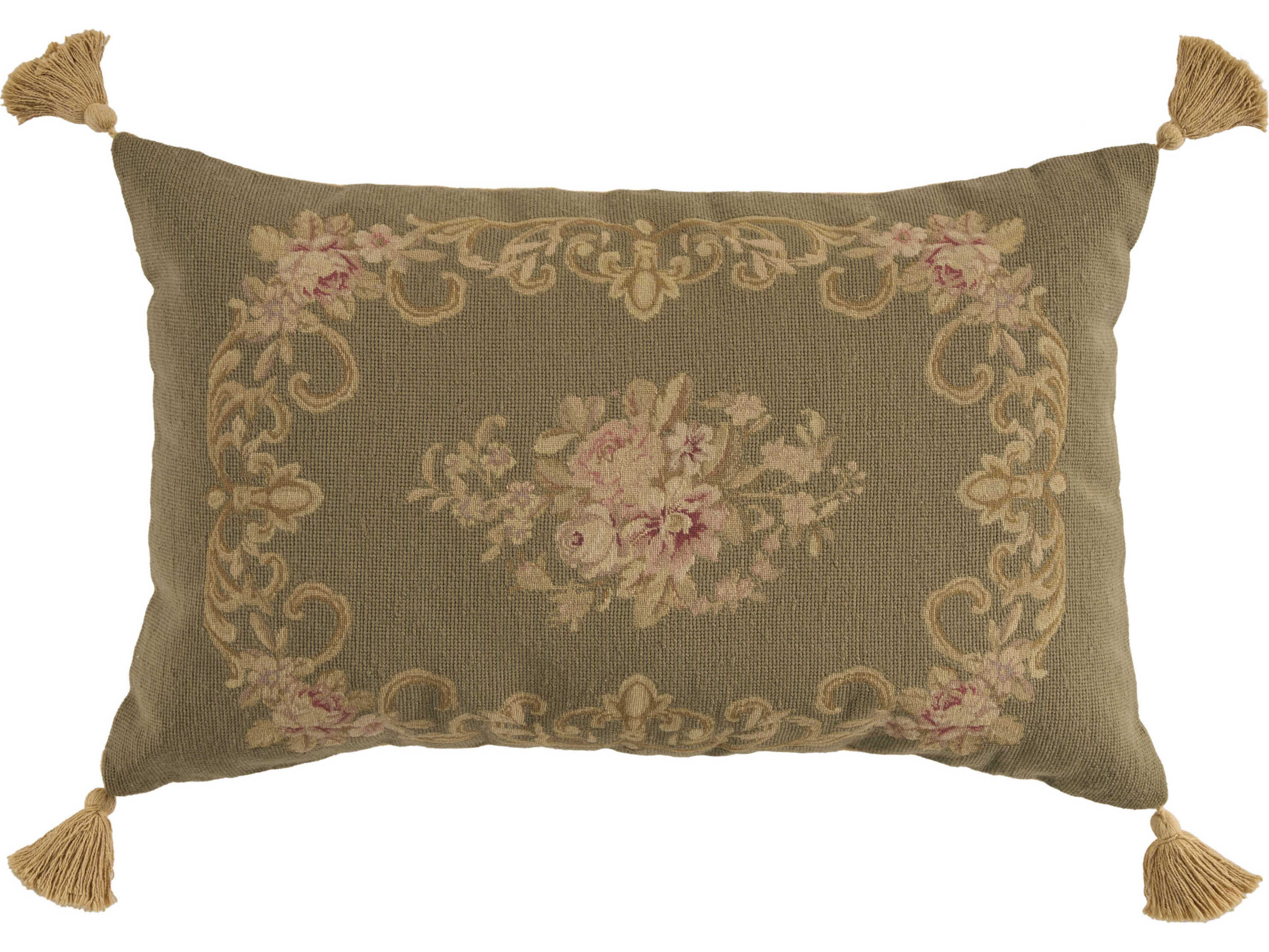 Nourison Mina Victory Vintage Floral Center 20" x 30" Sage Pillow