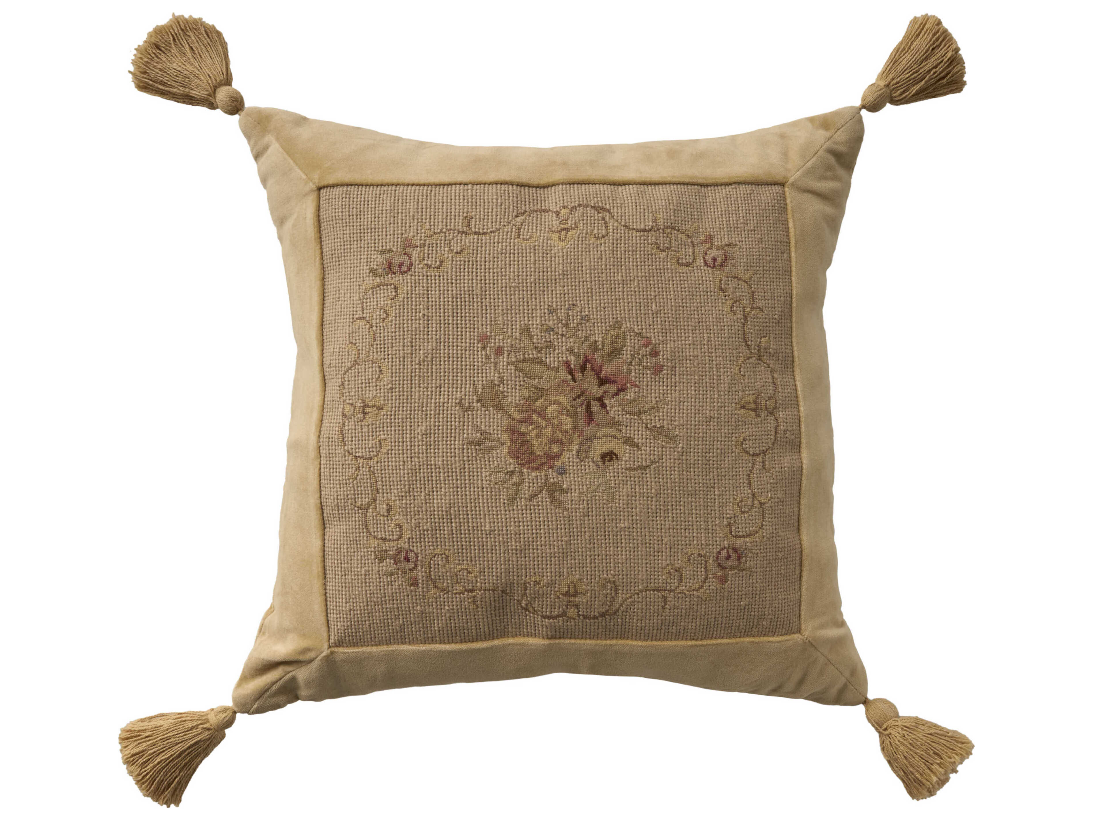 Nourison Mina Victory Vintage Floral Center 18" x 18" Beige Pillow