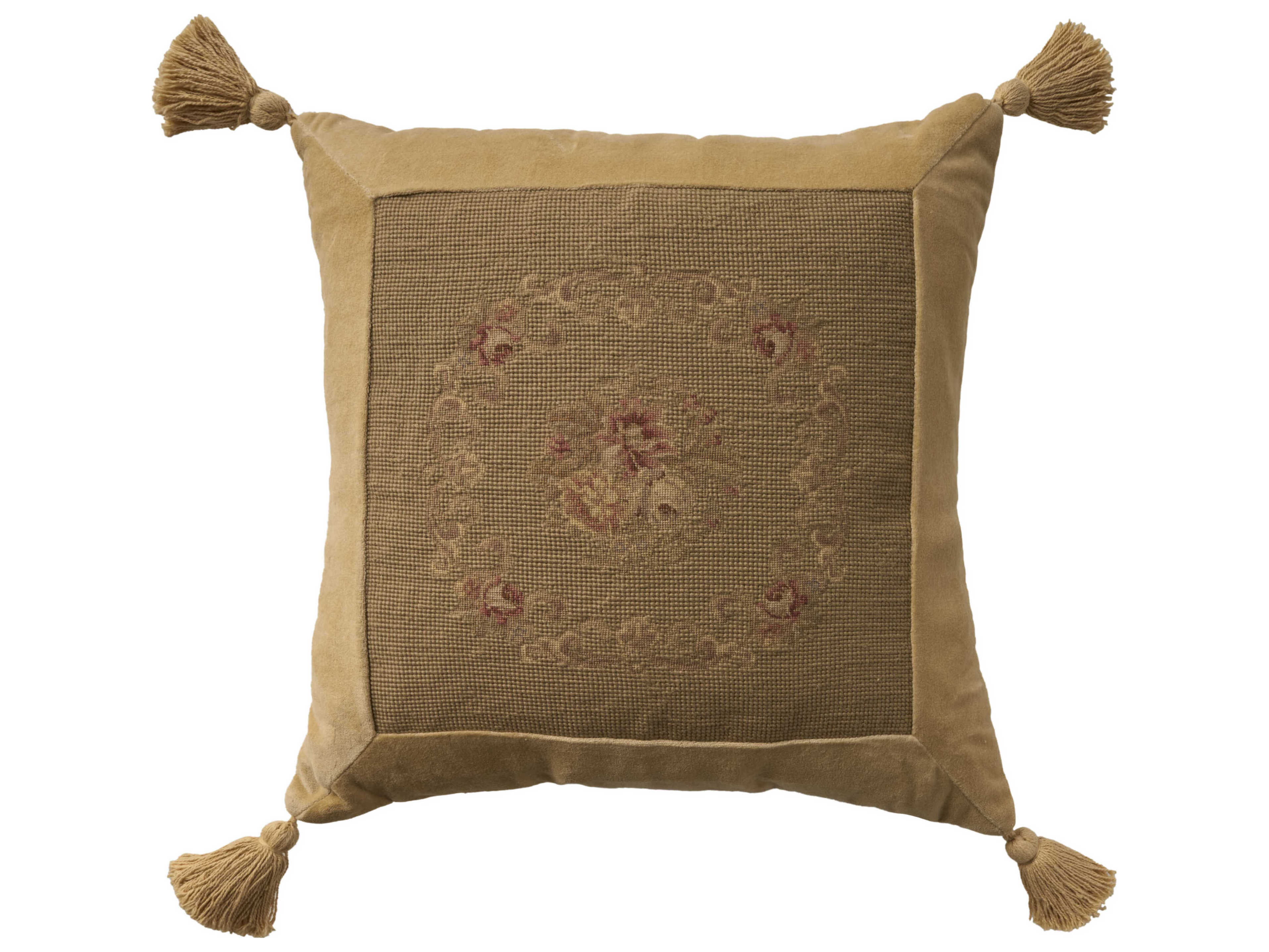 Nourison Mina Victory Vintage Floral Center 18" x 18" Olive Pillow