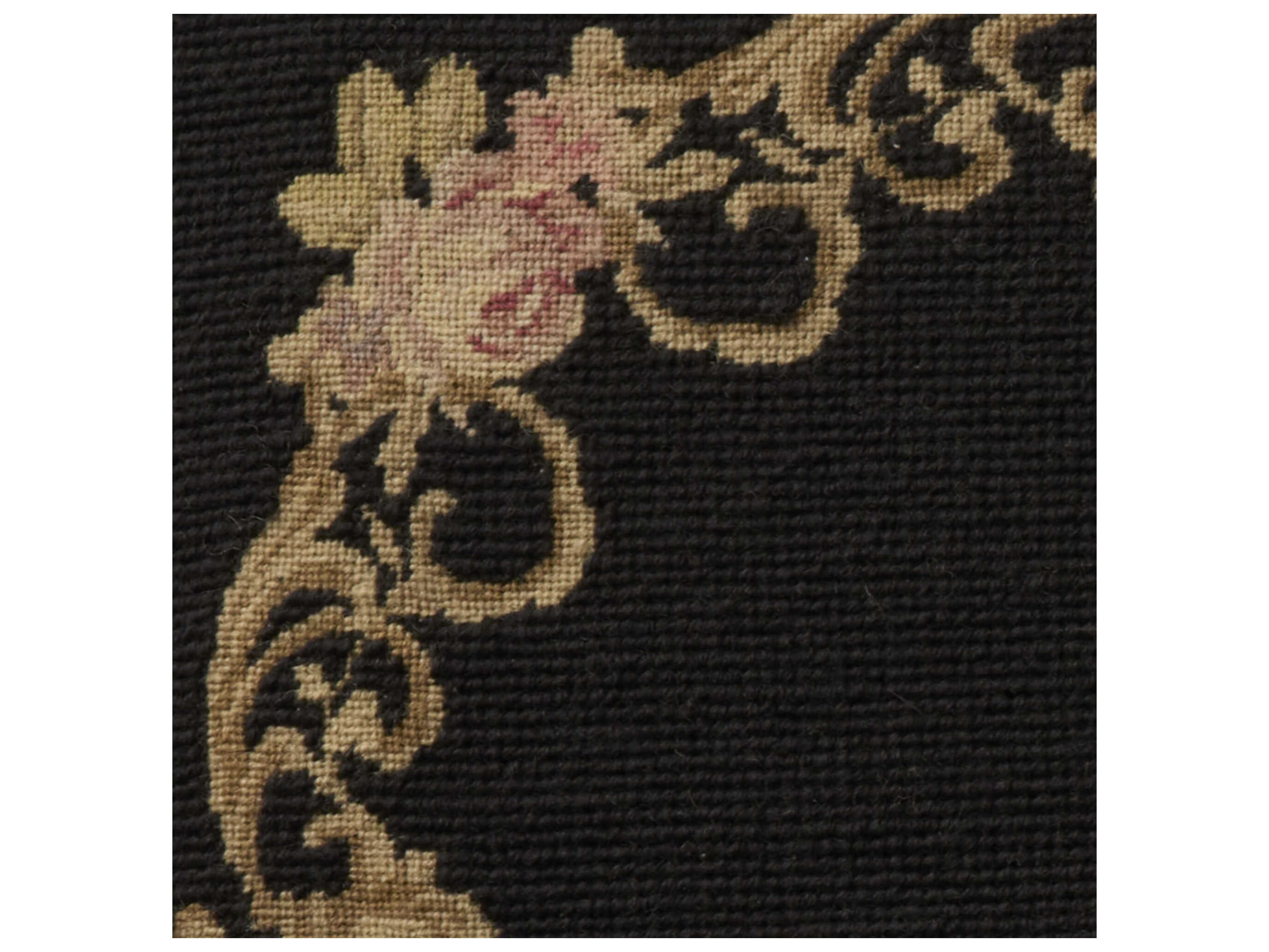Nourison Mina Victory Vintage Floral Border 20" x 20" Black Pillow