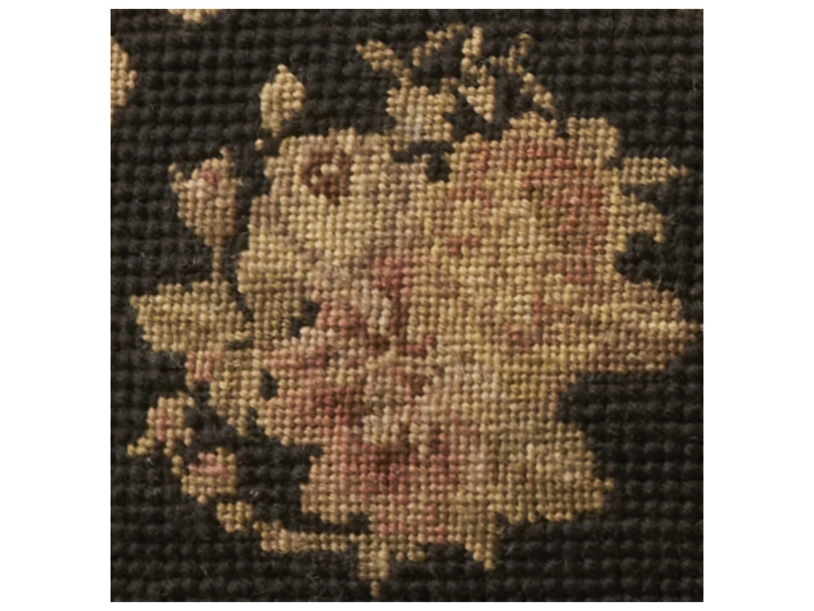 Nourison Mina Victory Vintage Floral Panels 13" x 22" Black Pillow