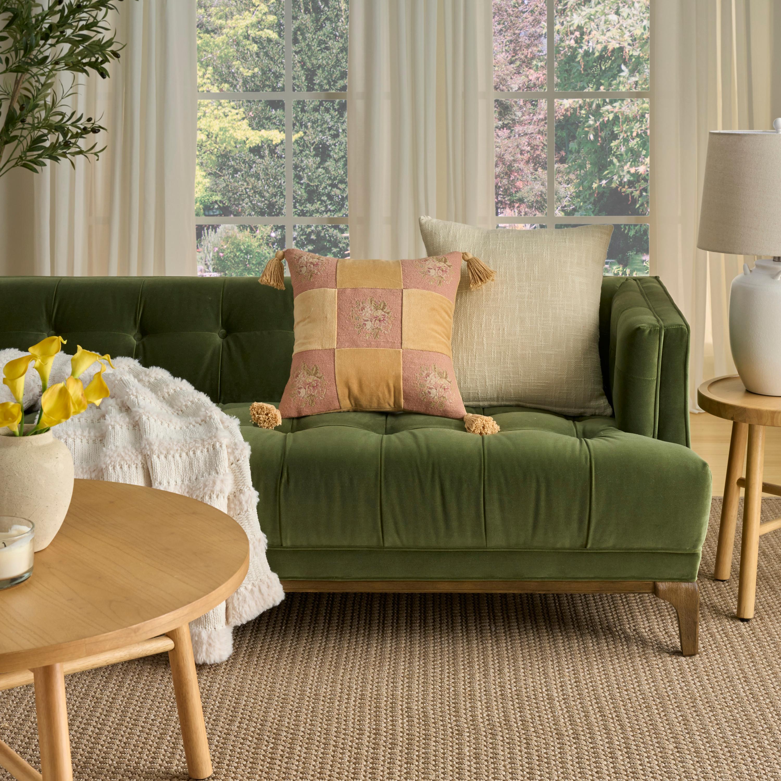 Nourison Mina Victory Vintage Floral Checkers 18" x 18" Pink Pillow